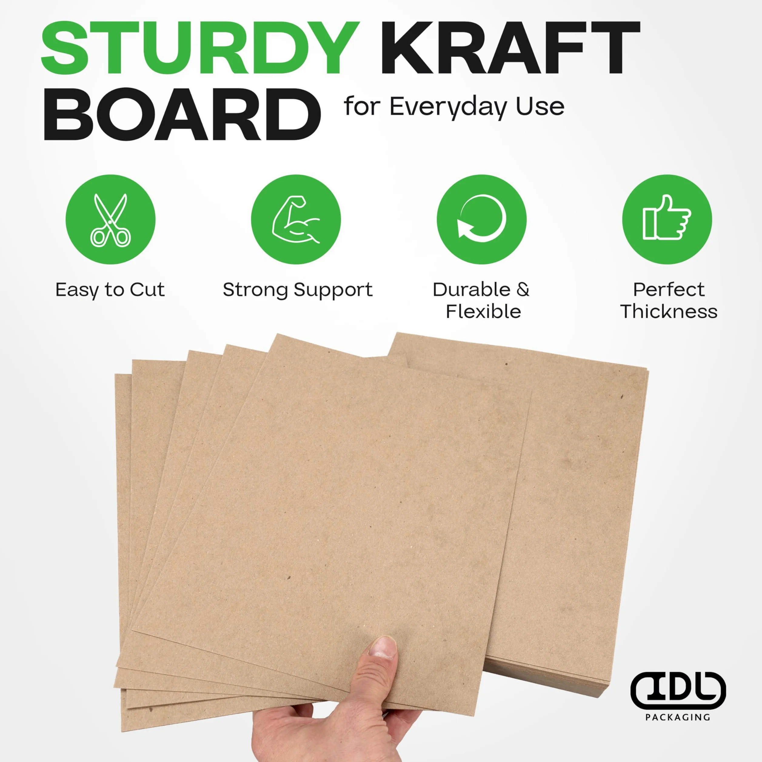 IDL Packaging - 200 fogli di carta kraft, 200 x 200 fogli, realizzati negli Stati Uniti, per scrapbooking, incorniciatura, cartone da 0,1 cm di spessore, timbri