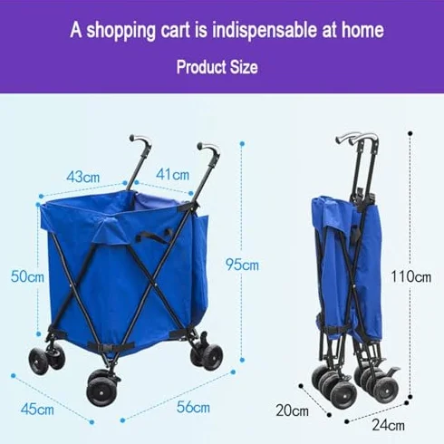 Carrello pieghevole con ruote, compatto, per casse, libri, articoli da giardino, ideale per shopping, viaggi, attività all'aperto