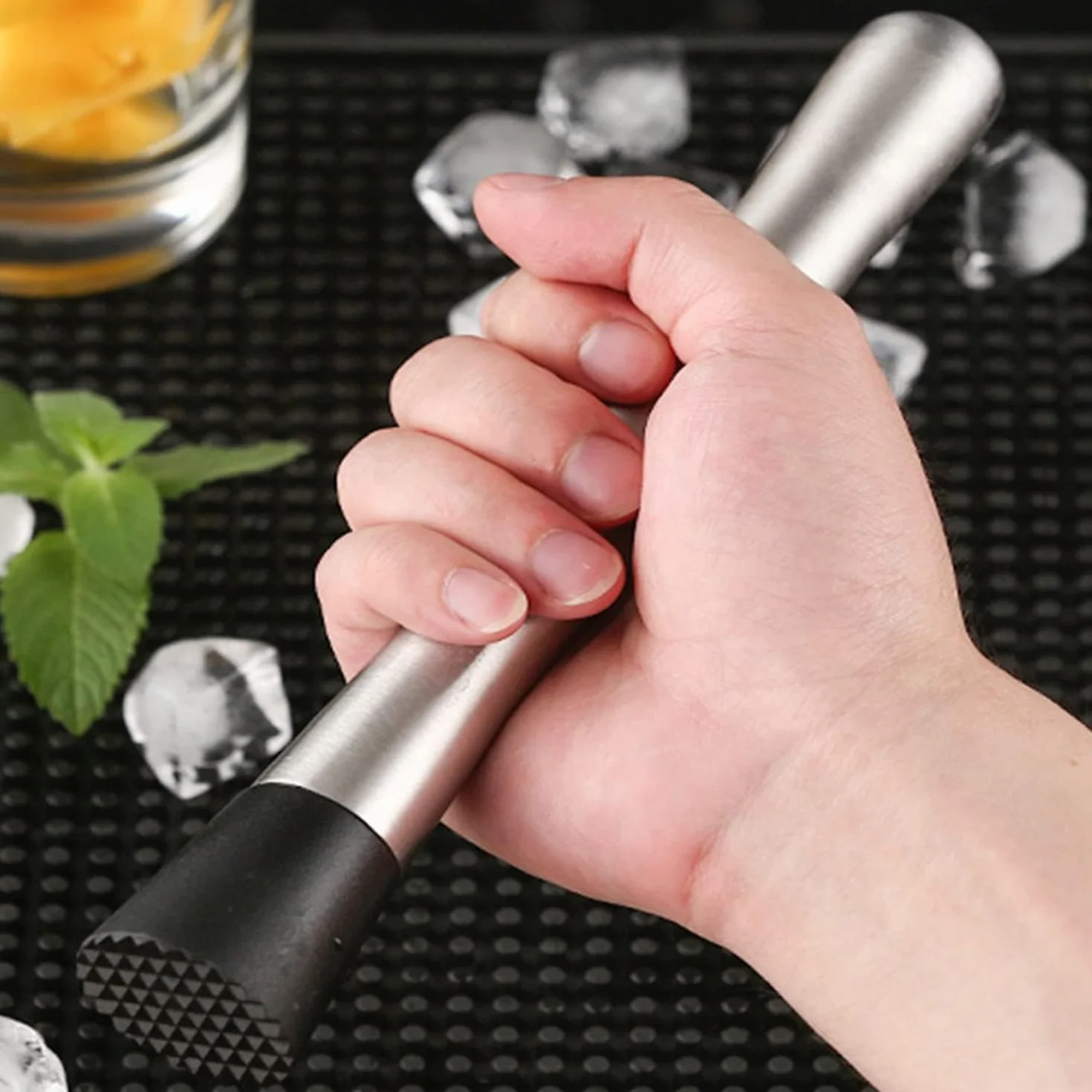 Pestello da cocktail professionale, in acciaio inox, per il debug di deliziosi cocktail, bevande e succhi di frutta (20 cm)