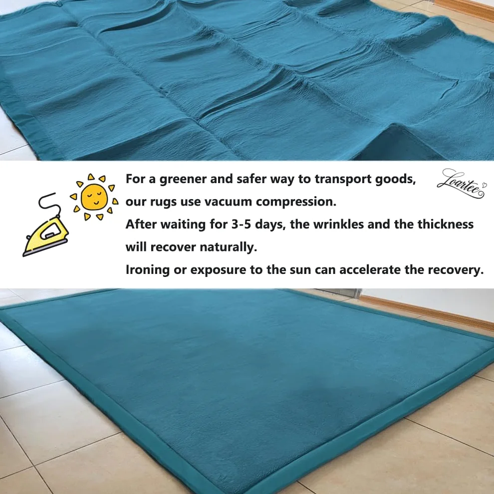Loartee Coral Velvet Tappetino Area tappeti Gioco Tappetino per Gattonare per la cameretta del Bambino,Blu,200 * 200cm