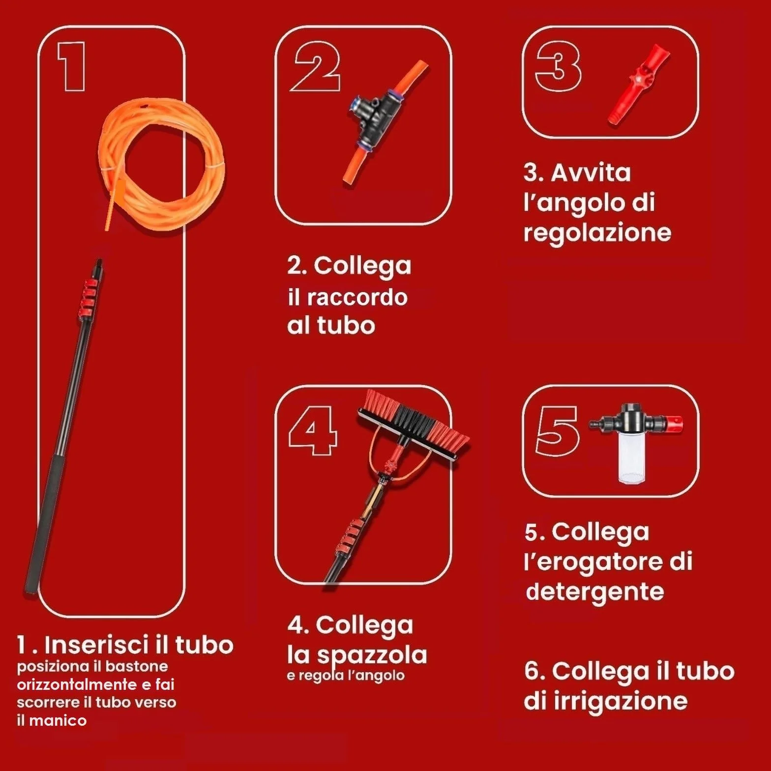 Italia | Kit Pulizia Pannelli Fotovoltaici | Estensibile 7 Metri | Idrospazzola ALINEAR per Lavaggio Tapparelle Vetrate Camper Auto Barca Pannelli Solari | Dispenser di Sapone Integrato