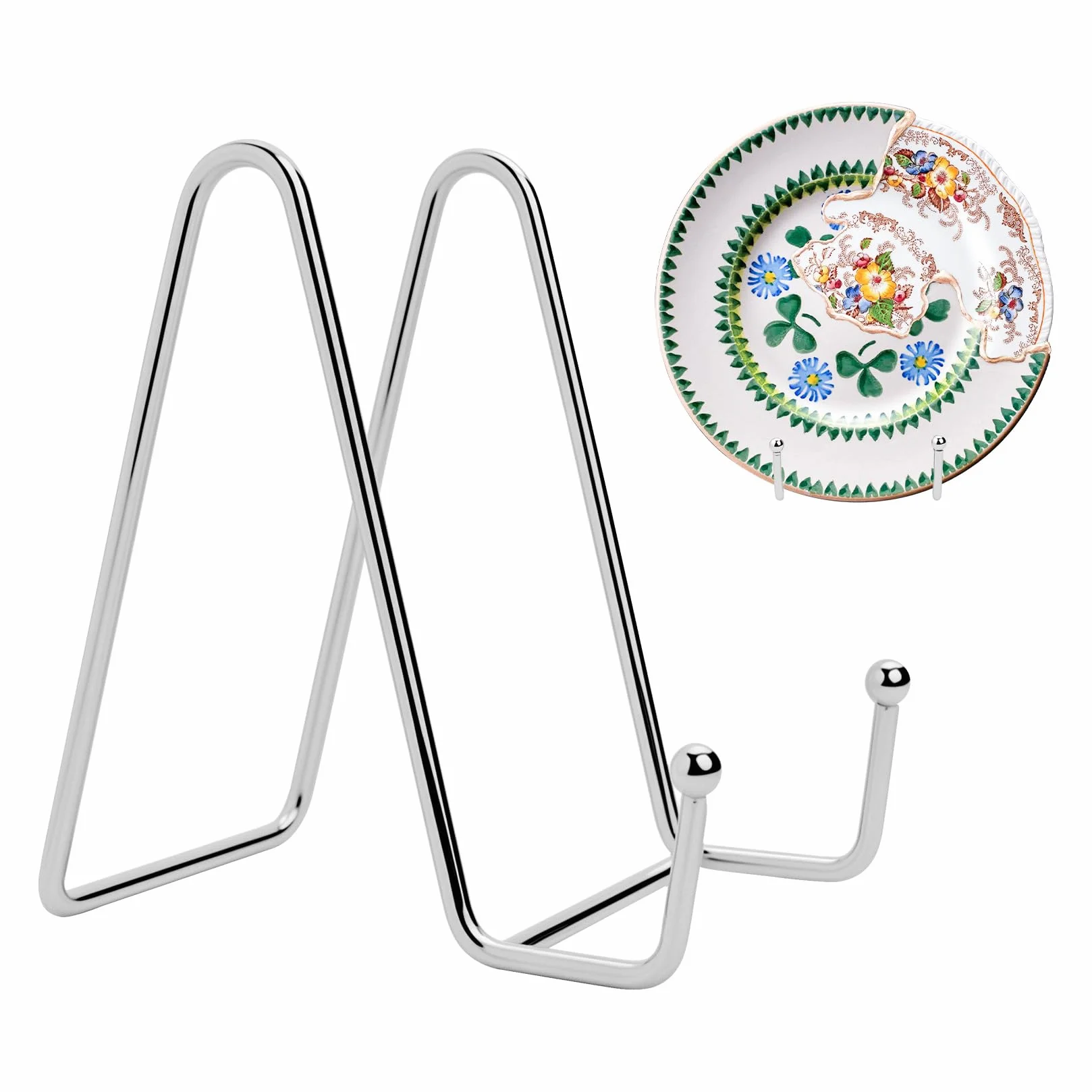 Fulushouxi Porta Piatti da Esposizione, 11 cm Supporto per Piatti da Esposizione, Portapiatti, Supporto in in Metallo, Cavalletto Espositore per Quadri portafoto leggio portacornici(argento)