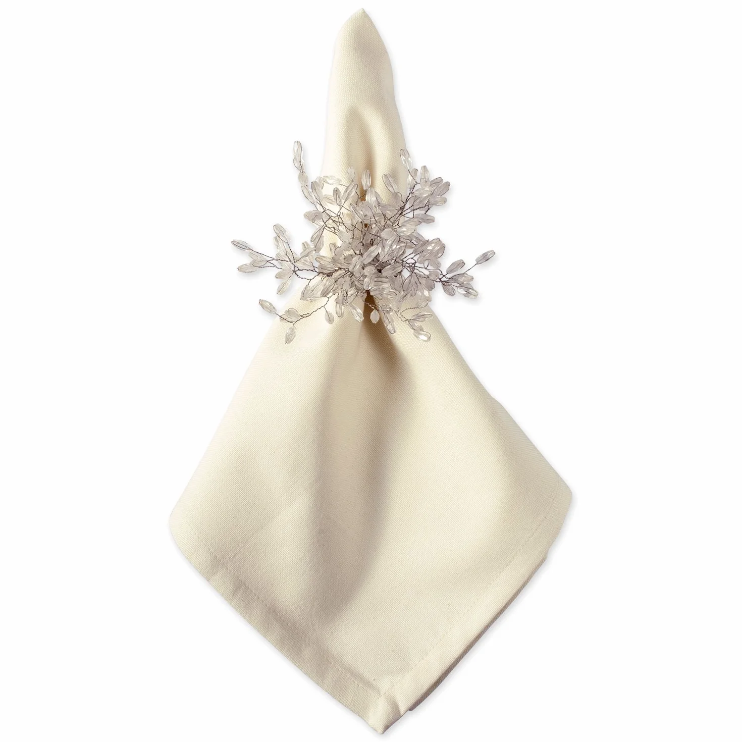 DII Set di 6 portatovaglioli decorativi per decorazioni da tavolo e festa del Ringraziamento, diametro 10,2 cm, perline argentate Starburst, decorazione da tavolo