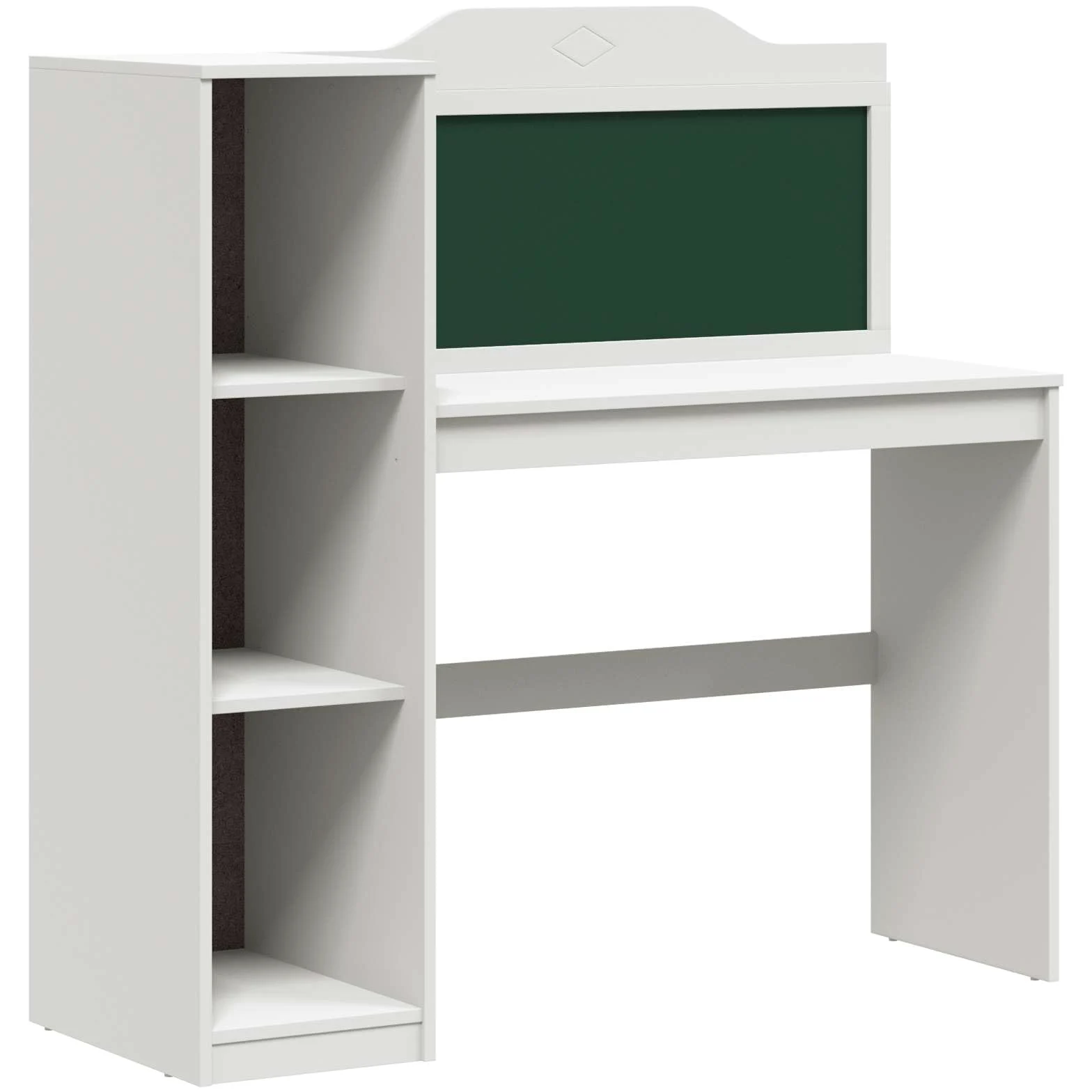 ROROS - Scrivania con ripiano aperto e lavagnetta in legno, 120 x 45 x 118,5 cm, colore: Bianco