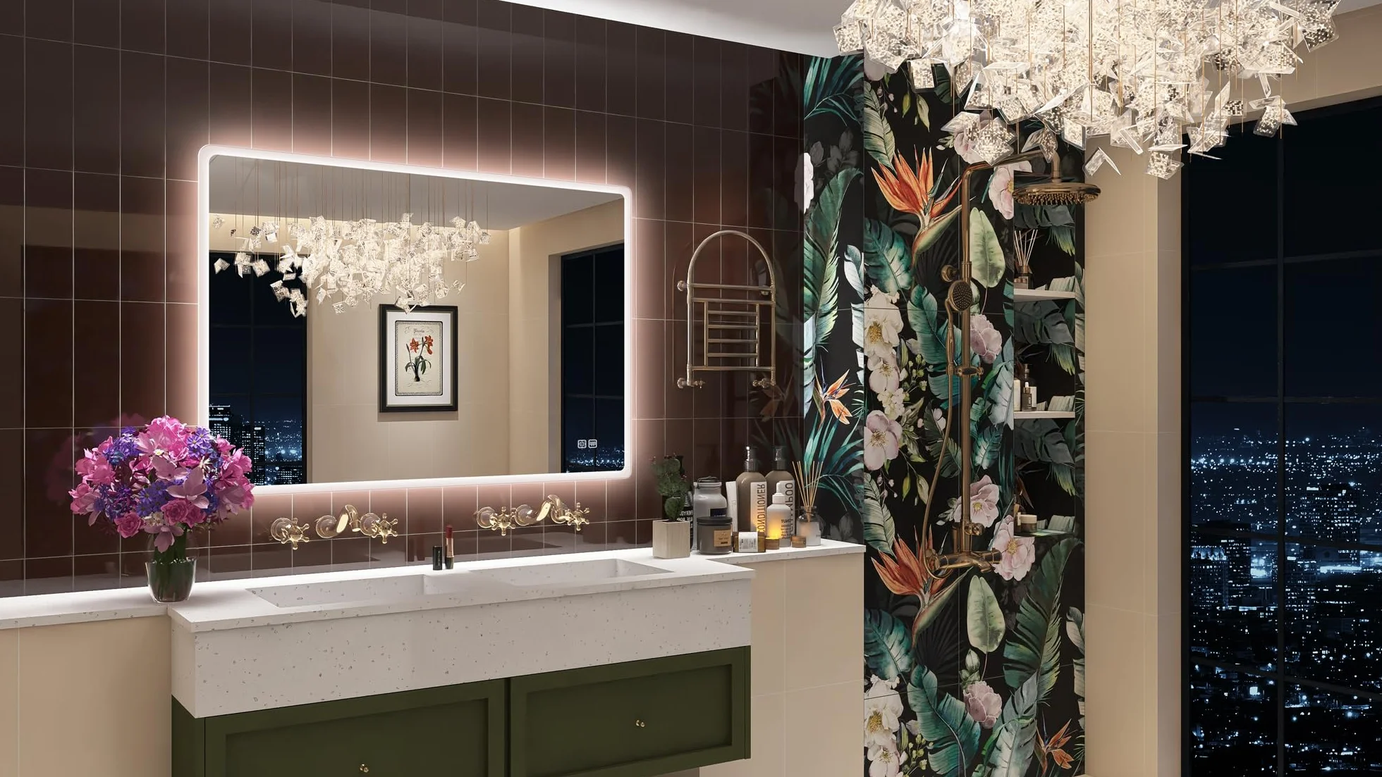STARLEAD Specchio-Bagno-con-Luce 100x70 cm, Specchio-Bagno-LED con Antifog, 3 Colori Luce, Dimmerabile, IP44 Vetro Temperato HD Specchiera-Bagno, Funzione Memoria, Orizzontale/Verticale