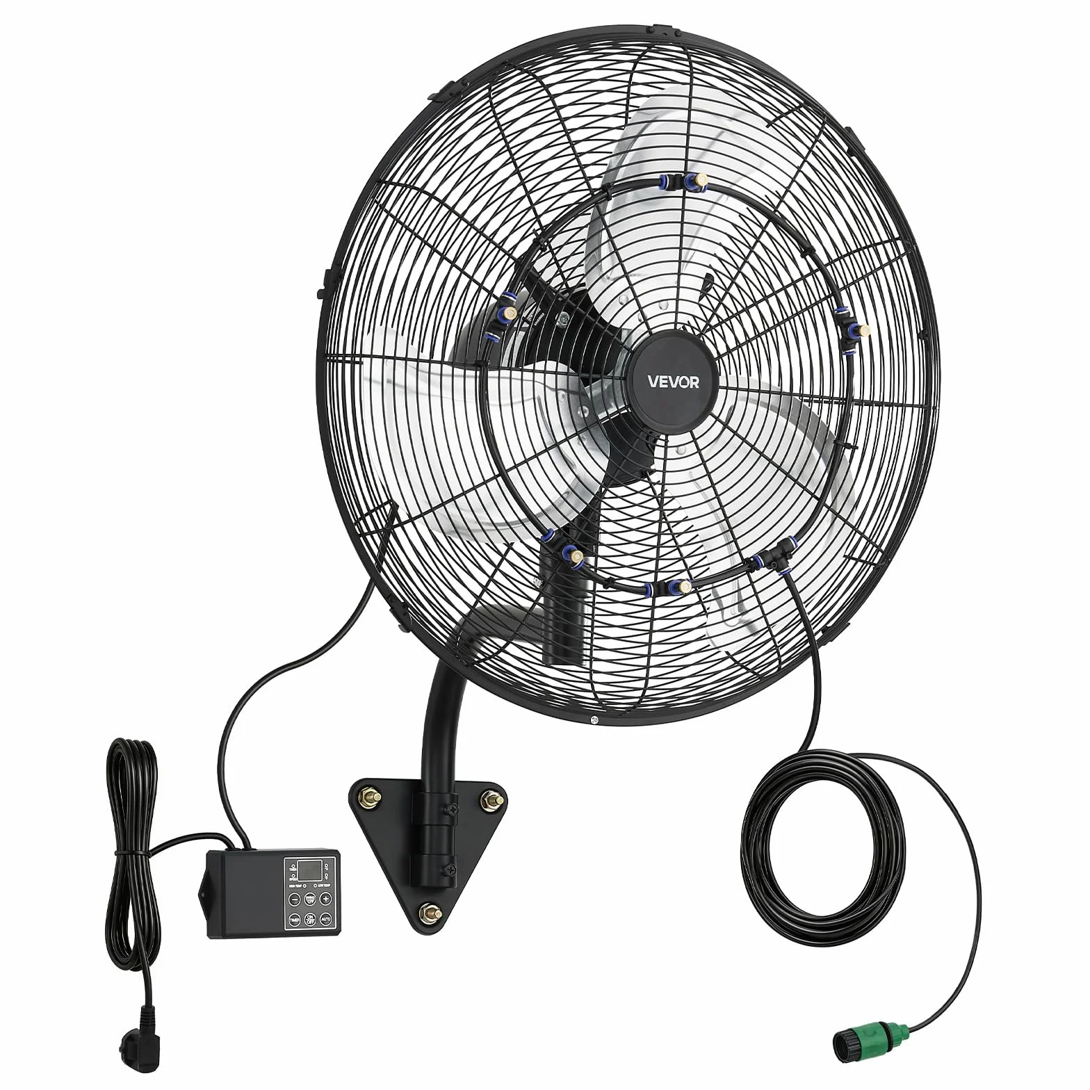 VEVOR Ventilatore da Parete Industriale, 505 mm, Ventilatore Oscillante a Muro con Nebulizzazione, IP44, 3 Velocità, Telecomando, Flusso d'Aria Potente, per Officine, Garage e Ambienti Commerciali