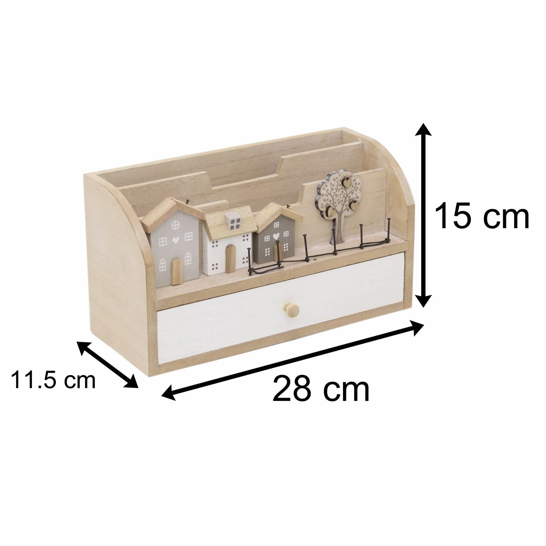Portalettere in legno shabby chic a forma di casa e albero genealogico, organizer in