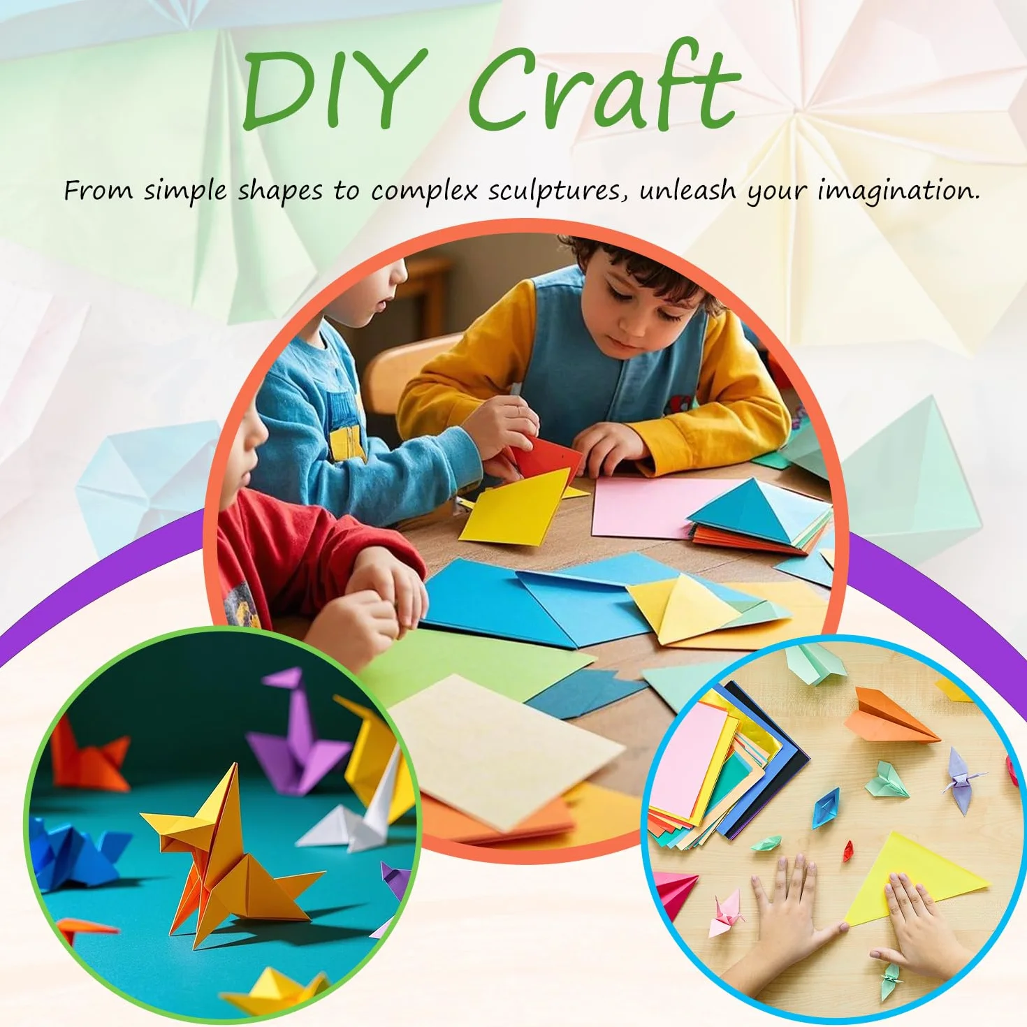 Carta Origami 20 x 20 cm 20 Colori 70 g/m² per Bambini Fai da Te Scuola
