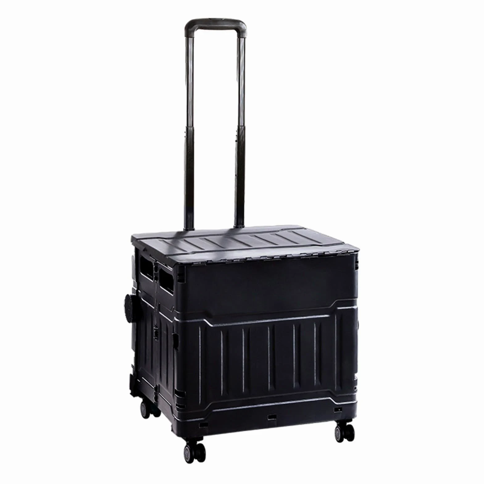 Scatola portaoggetti pieghevole con coperchio, portatile, con manico in alluminio regolabile, per shopping, viaggi e ufficio, leggero e facile da riporre, 34 x 40 x 41 cm