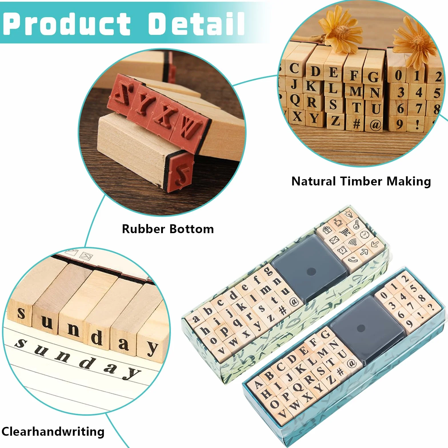 80 Pz Timbri Lettere Alfabeto, Timbro in Legno Include Lettere, Numeri e Simboli con Tampone D'inchiostro per Scrapbooking/Artigianato/DIY Biglietti