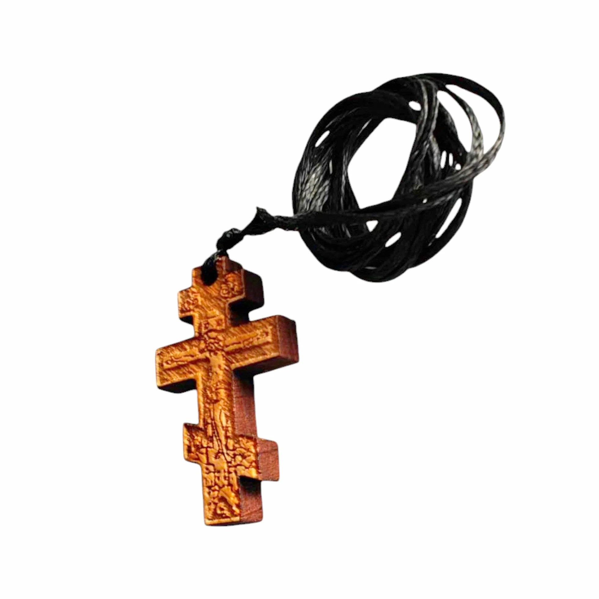 Iconsgr Ciondolo religioso greco ortodosso per collana con croce di legno / 47