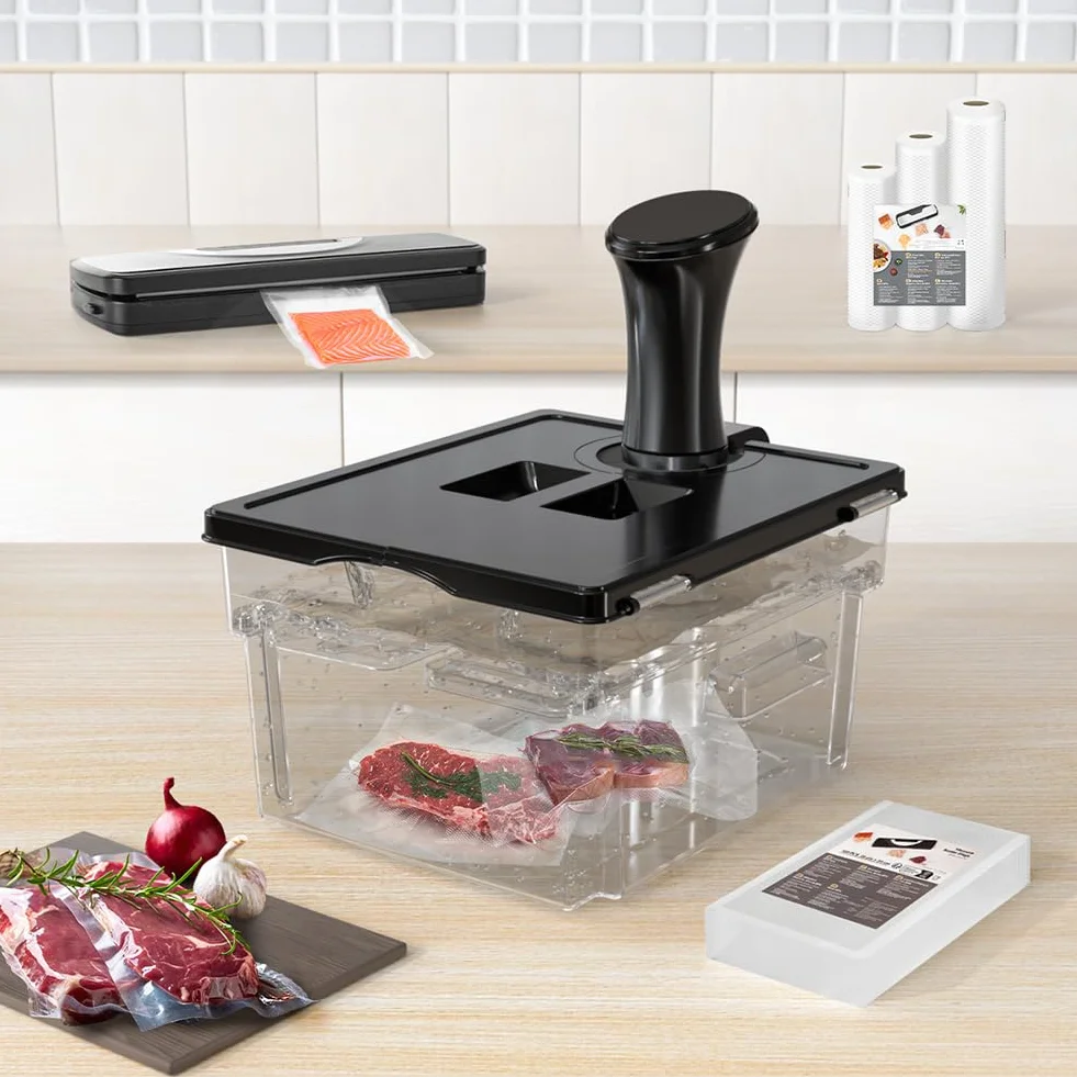Sous Vide Contenitore 11L con Coperchio e Rastrelliera Policarbonato Trasparente Senza BPA