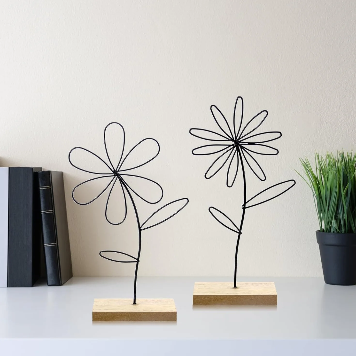 VOSSOT Set di 2 espositori floreali in metallo su base in legno