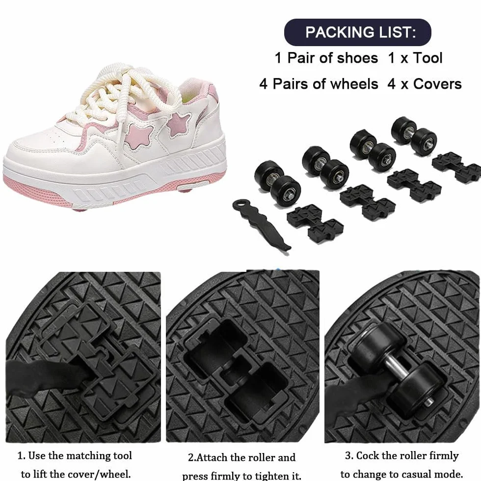 ENEN Scarpe da Skateboard 4 Ruote Bambina Bambino Sneakers Outdoor Multisport