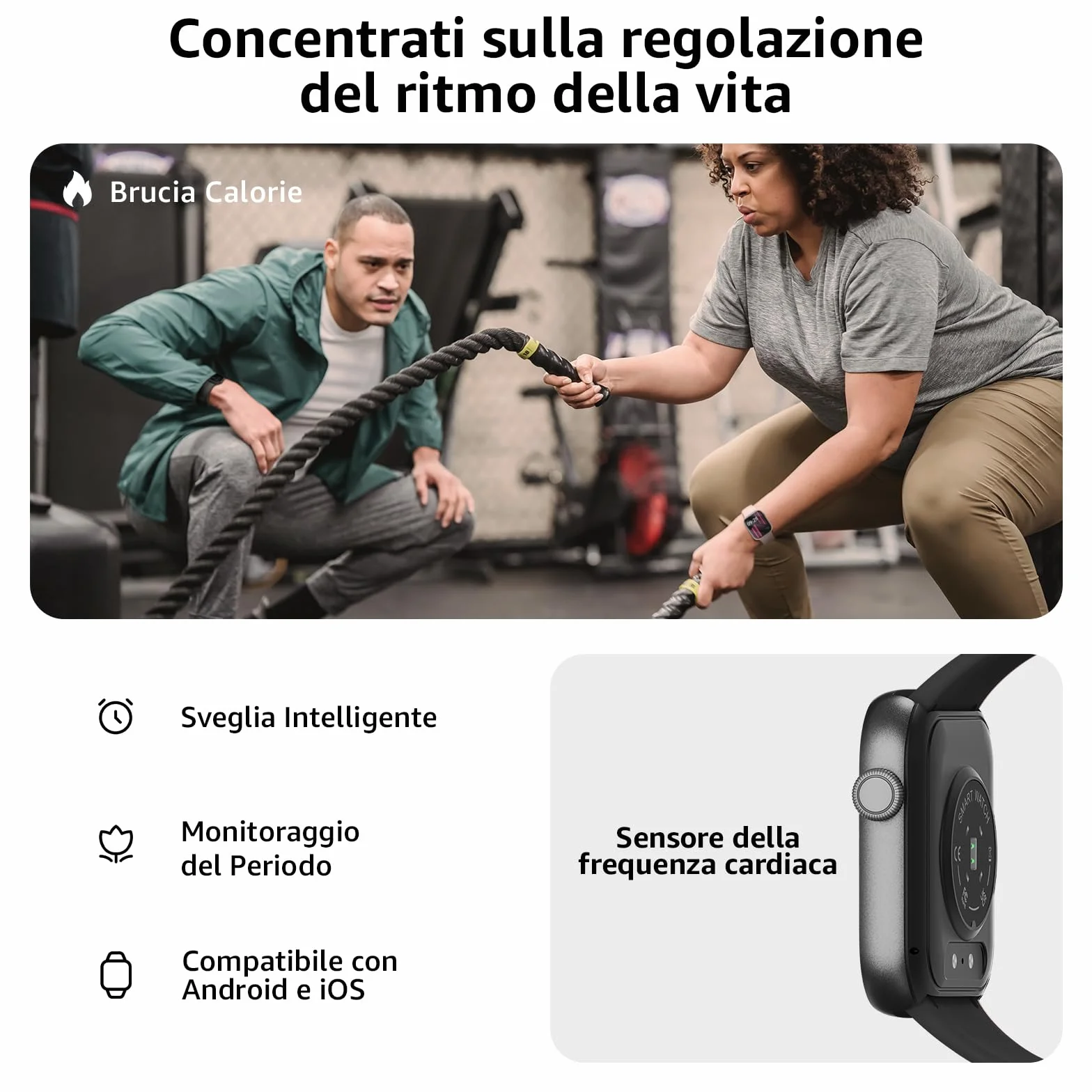 AcclaFit Smartwatch Uomo Donna 1.85" Orologio con Chiamate 113 Sportive Contapassi SpO2 Sonno Cardiofrequenzimetro IP68 iOS Android