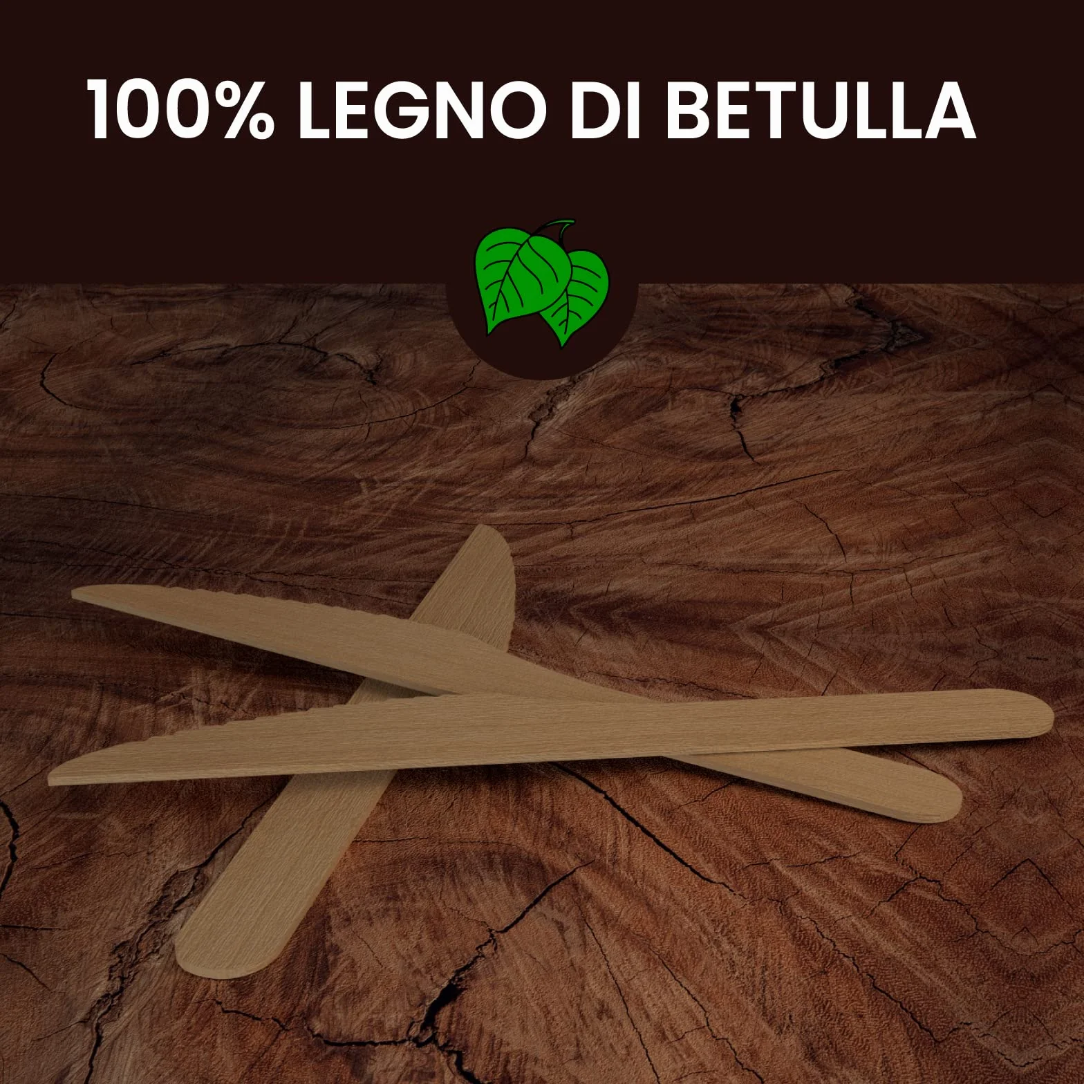 Coltelli Ecologici in Legno di Betulla Monouso 100% Biodegradabili Compostabili