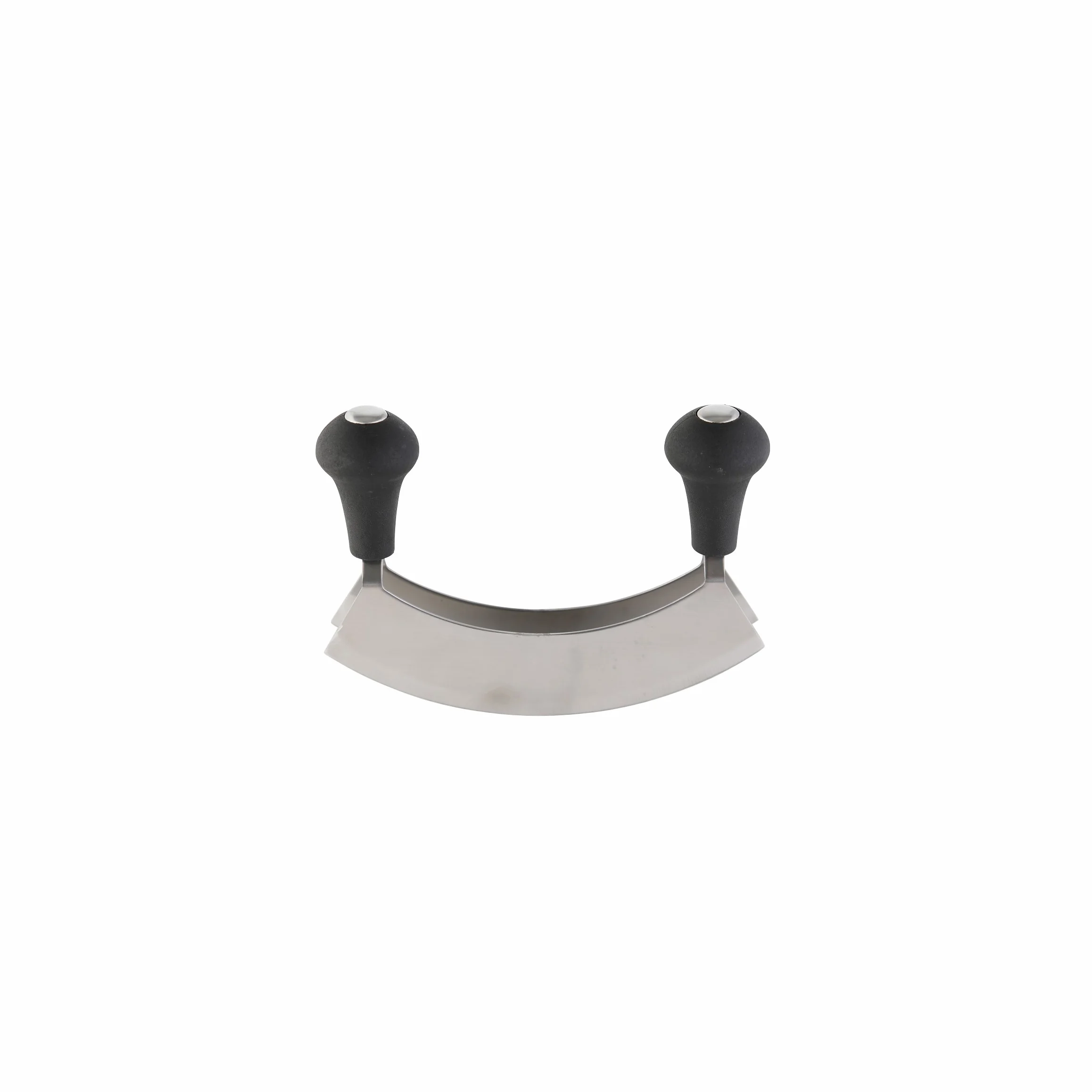 axentia Mezzaluna a Doppia Lama in Acciaio Inox con Manici in plastica, Coltello Cucina per tritare, sminuzzare, ca. 17 x 14 x 4 cm, Argento/Nero