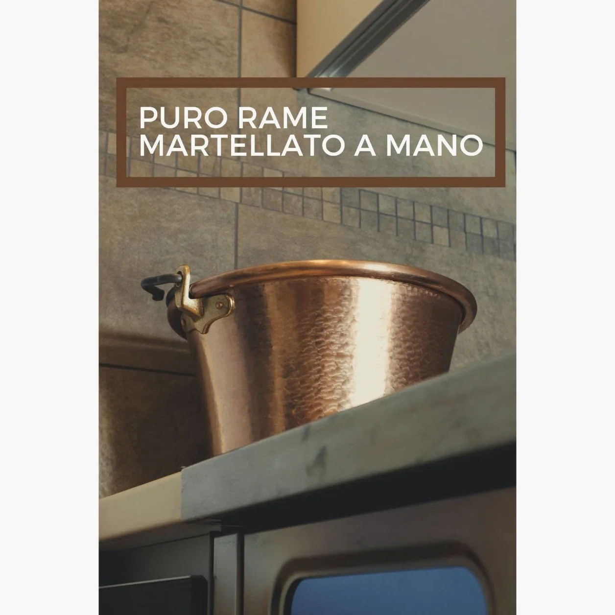 CREARTISTIC Paiolo per Polenta in Rame, 27cm 4,5L - Tradizionale Manico ad Arco Ferro Battuto, 6 Pax, anche per Marmellata, Formaggi, Pentola Martellata a Mano - Made in Italy
