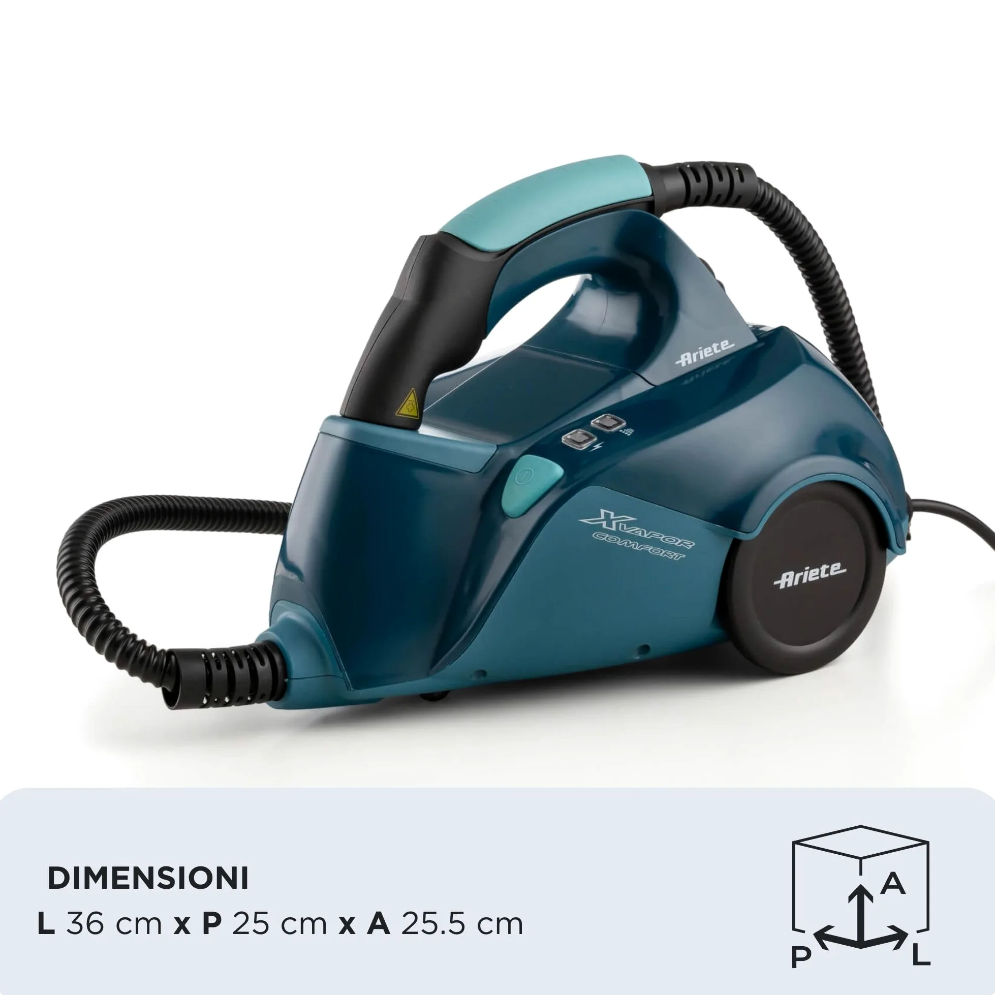 Ariete 4145 XVapor Comfort, Pulitore a vapore, Uccide 99,9% germi e batteri, Kit accessori, Vapore continuo 45', 1500W, 5 bar, Blu