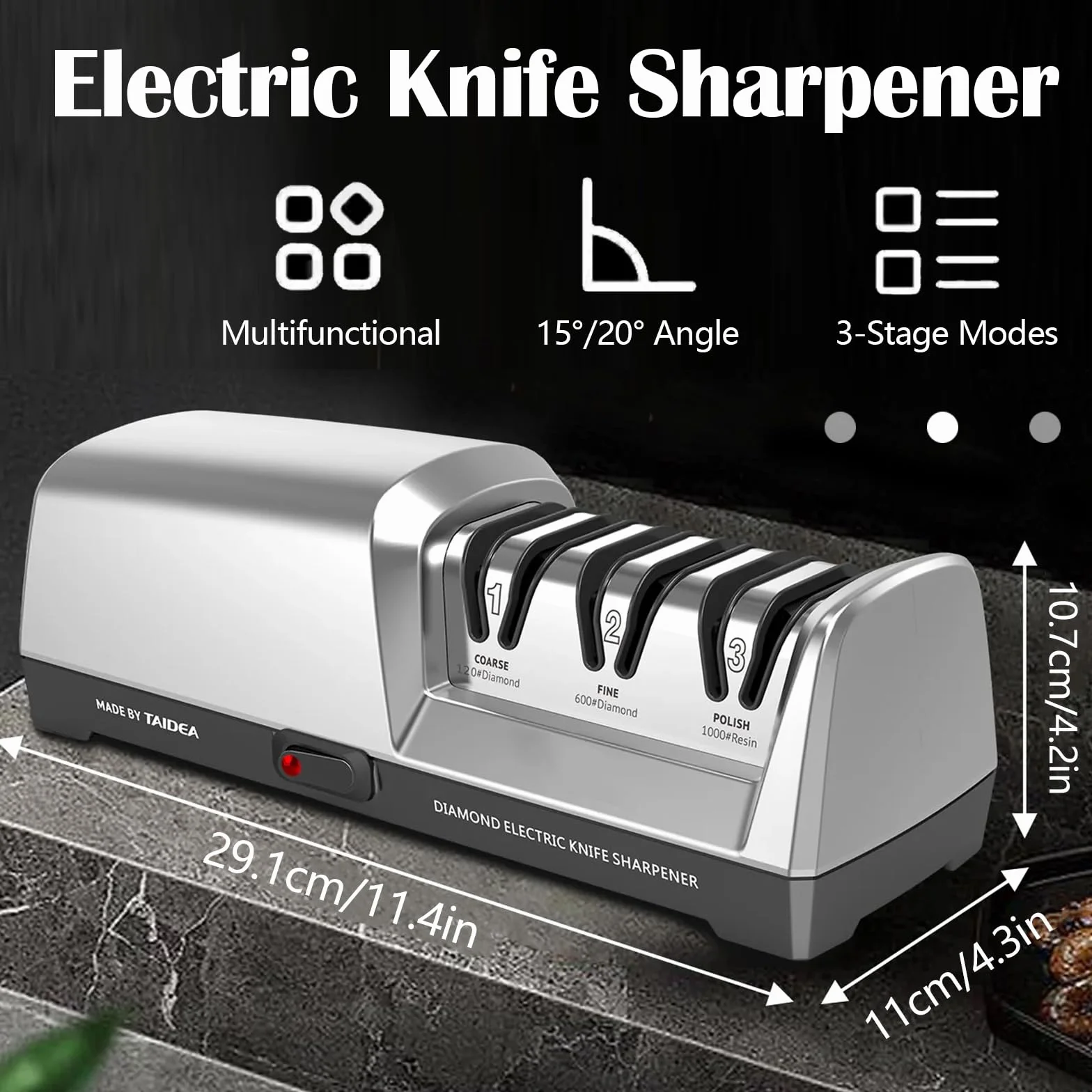 Affilacoltelli Elettrico 3 Livelli Diamantato Professionale per Coltelli da Cucina