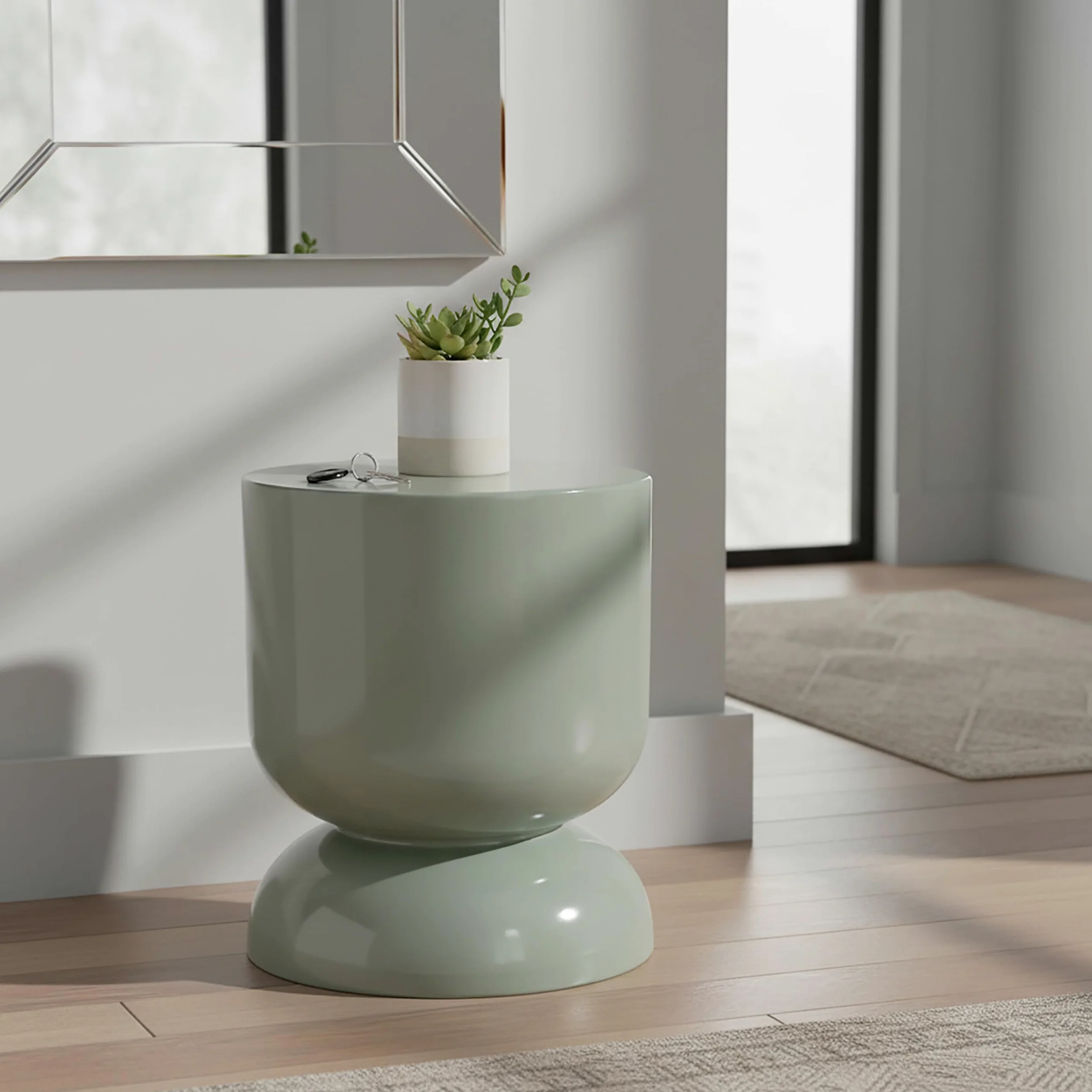 Relaxdays Tavolino & Sgabello, Design a Clessidra, Oggetto Decorativo per Soggiorno, HxD: 46 x 36
