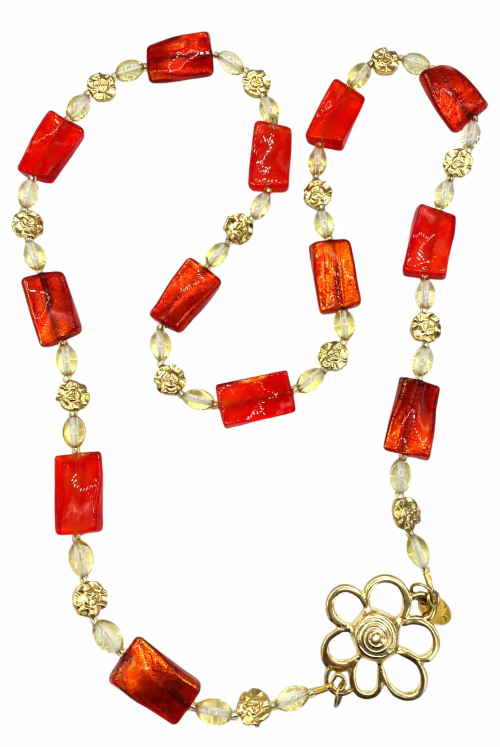 Collana in Vetro Antica Murrina Venezia Lunga Arancio