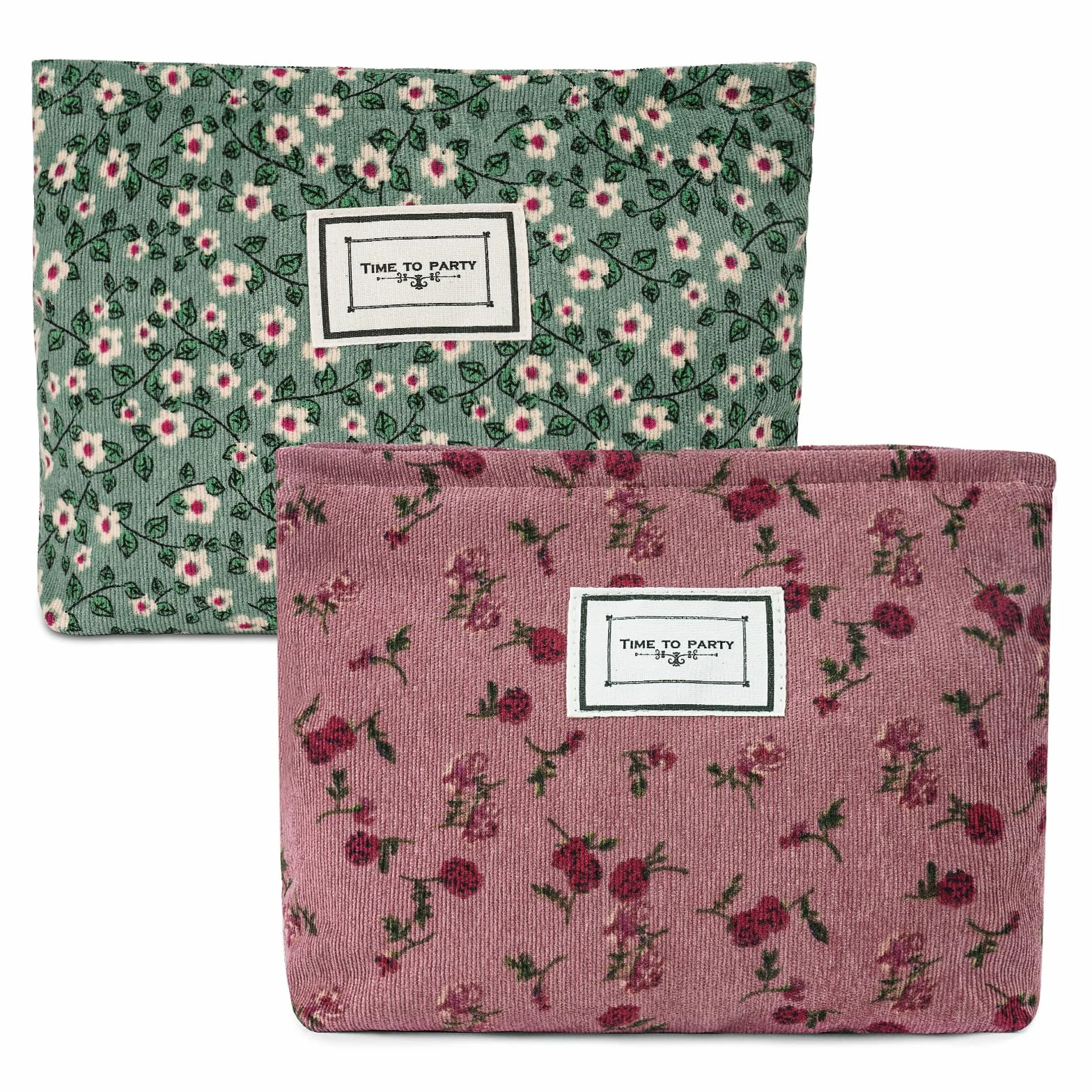Aucuu Beauty Case da Viaggio 2 in 1 Borsa Cosmetici Donna Floreale Velluto a Coste