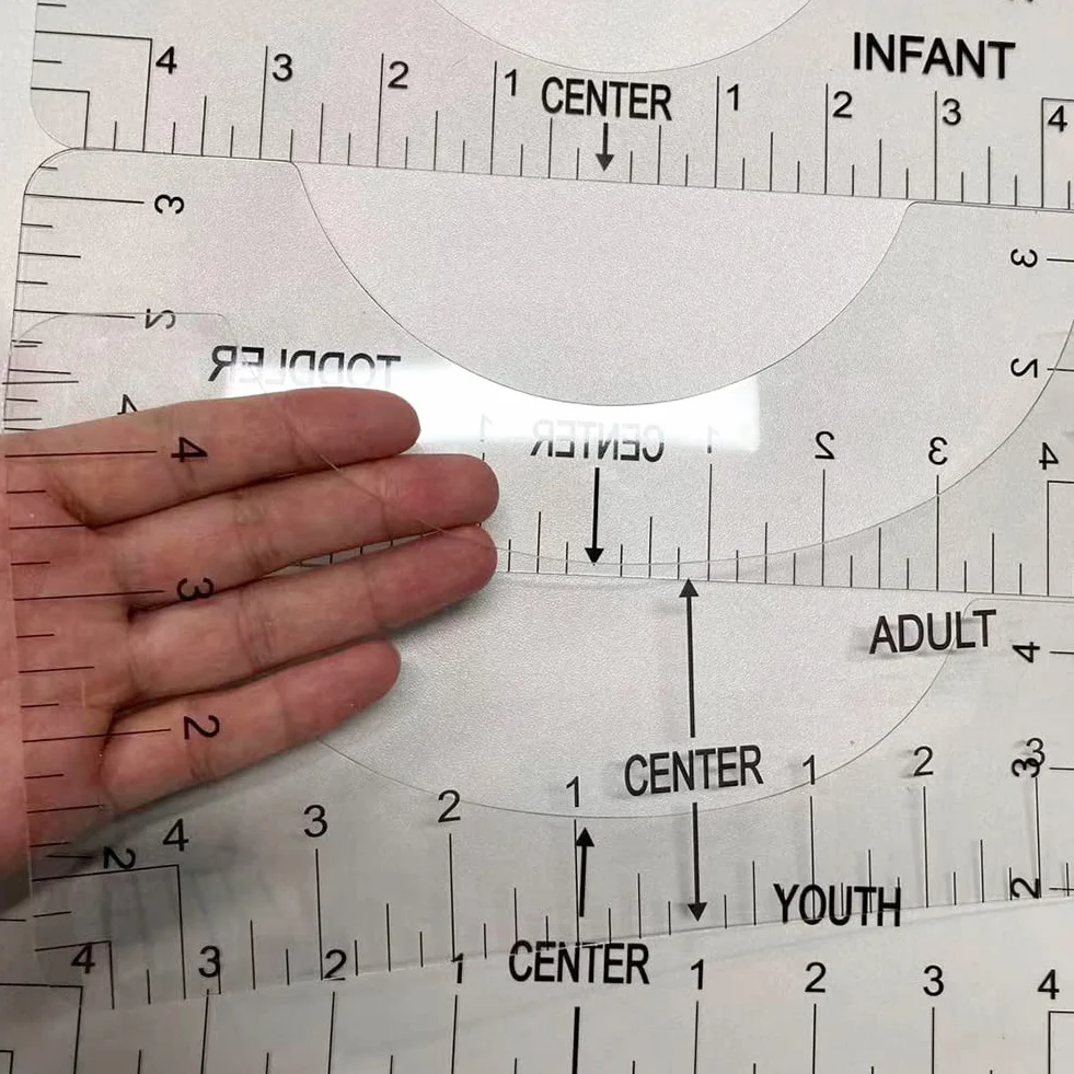 Righello per T-shirt Trasparente, Guida per Allineamento Magliette, Set di 8 per Adulti, Ragazzi e Bambini