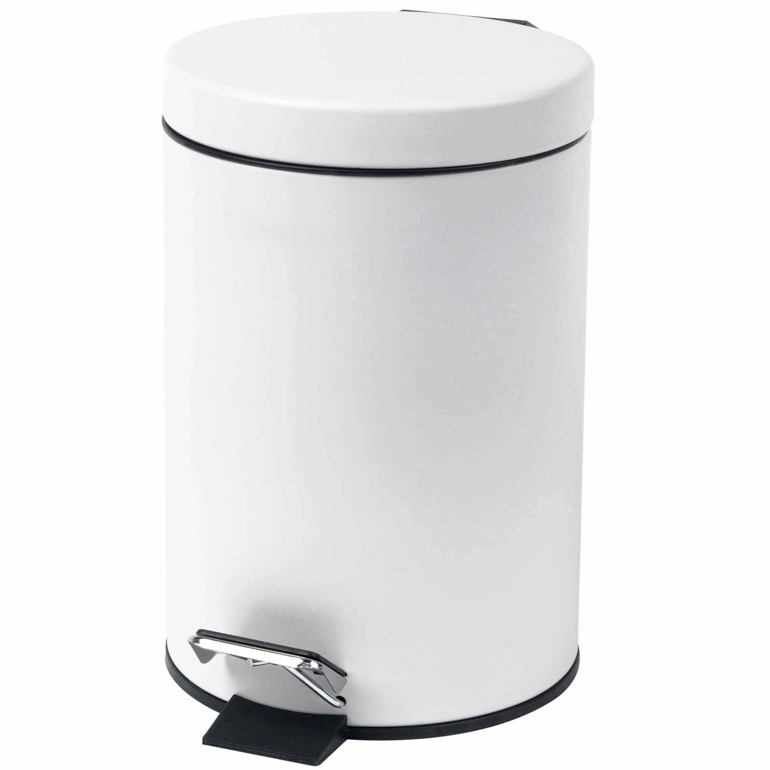 Beldray LA038098WHT Pattumiera rotonda con coperchio a chiusura ammortizzata, capacità 3L, con pedale intelligente, facile da svuotare, smaltimento rifiuti, contenitore rifiuti, bianco