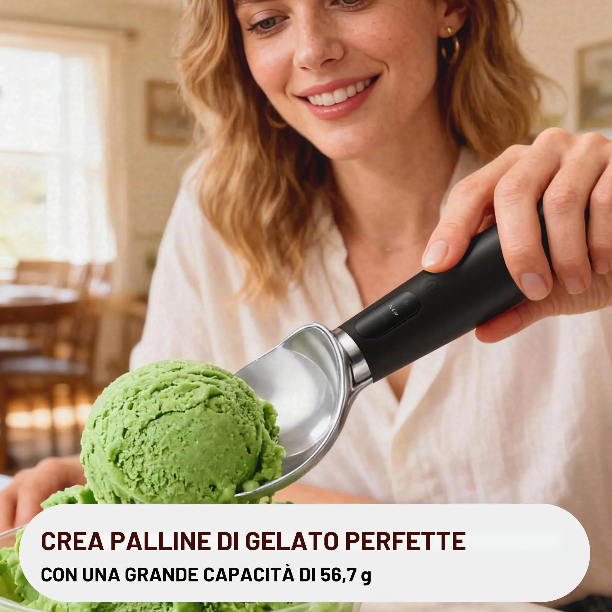 Paletta per gelato riscaldata ricaricabile 2600 mAh 3 livelli calore LED VRAIKO