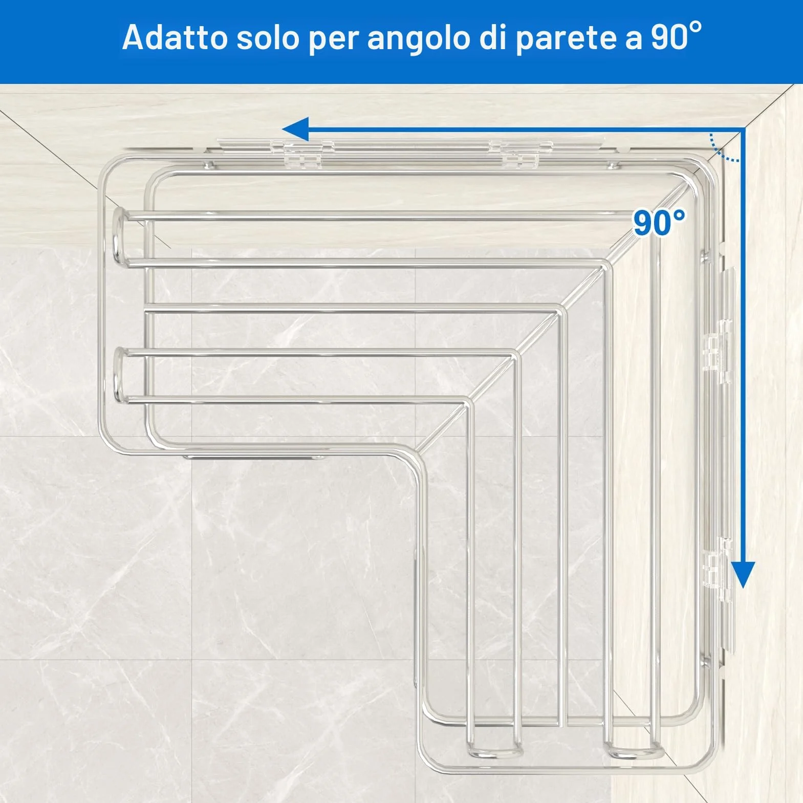 Mensola Doccia Angolare Porta Sapone Acciaio Inox 2 Pezzi Argento