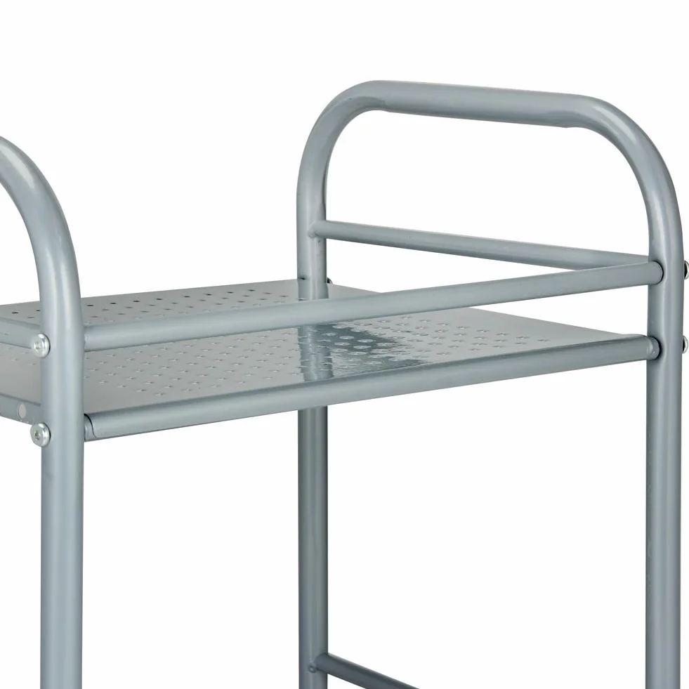 Carrello Portaoggetti in Metallo 3 Ripiani 4 Ruote Girevoli 40x35x75cm Argento