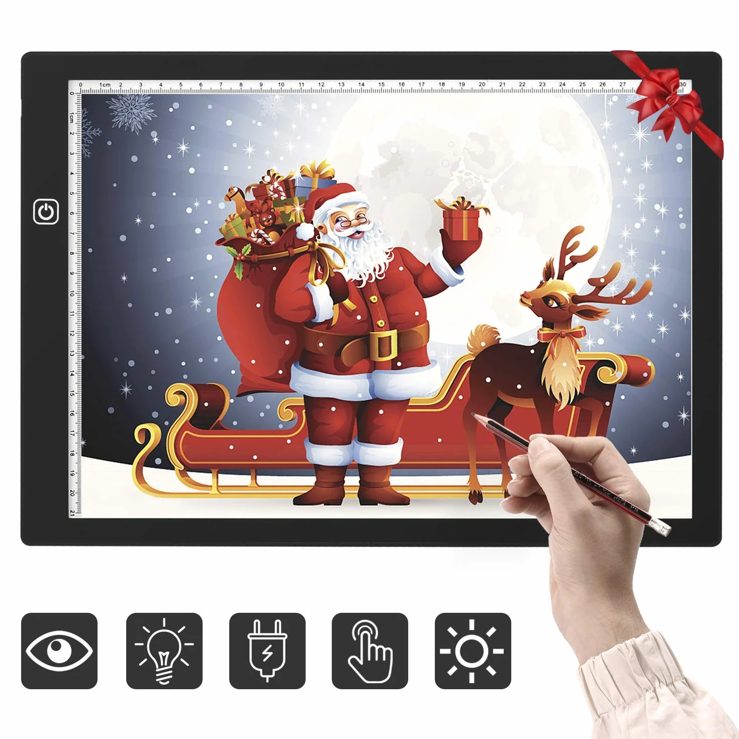 Tavolo luminoso per disegno A4 LED con 3 modalità di illuminazione, Light Pad ultra sottile touch