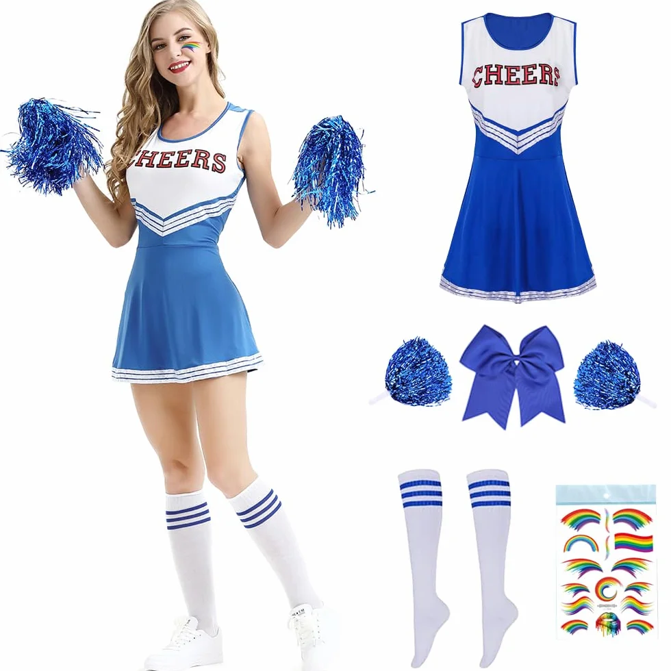 Costume da cheerleader per adulti donna Halloween cosplay carnevale