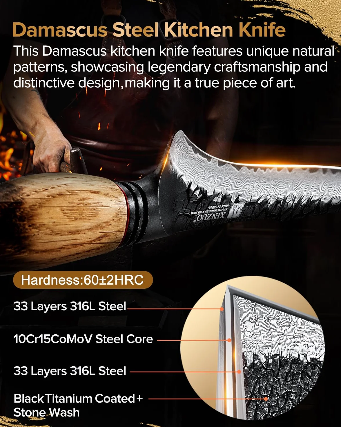 XINZUO 19cm Coltello per Sfilettare da Cucina Acciaio Damasco a 67 Strati -Professionale Coltello da Filetto Cucina Bordo Disossare Pesce e Carne -Manico Ergonomico in Rovere Bianco