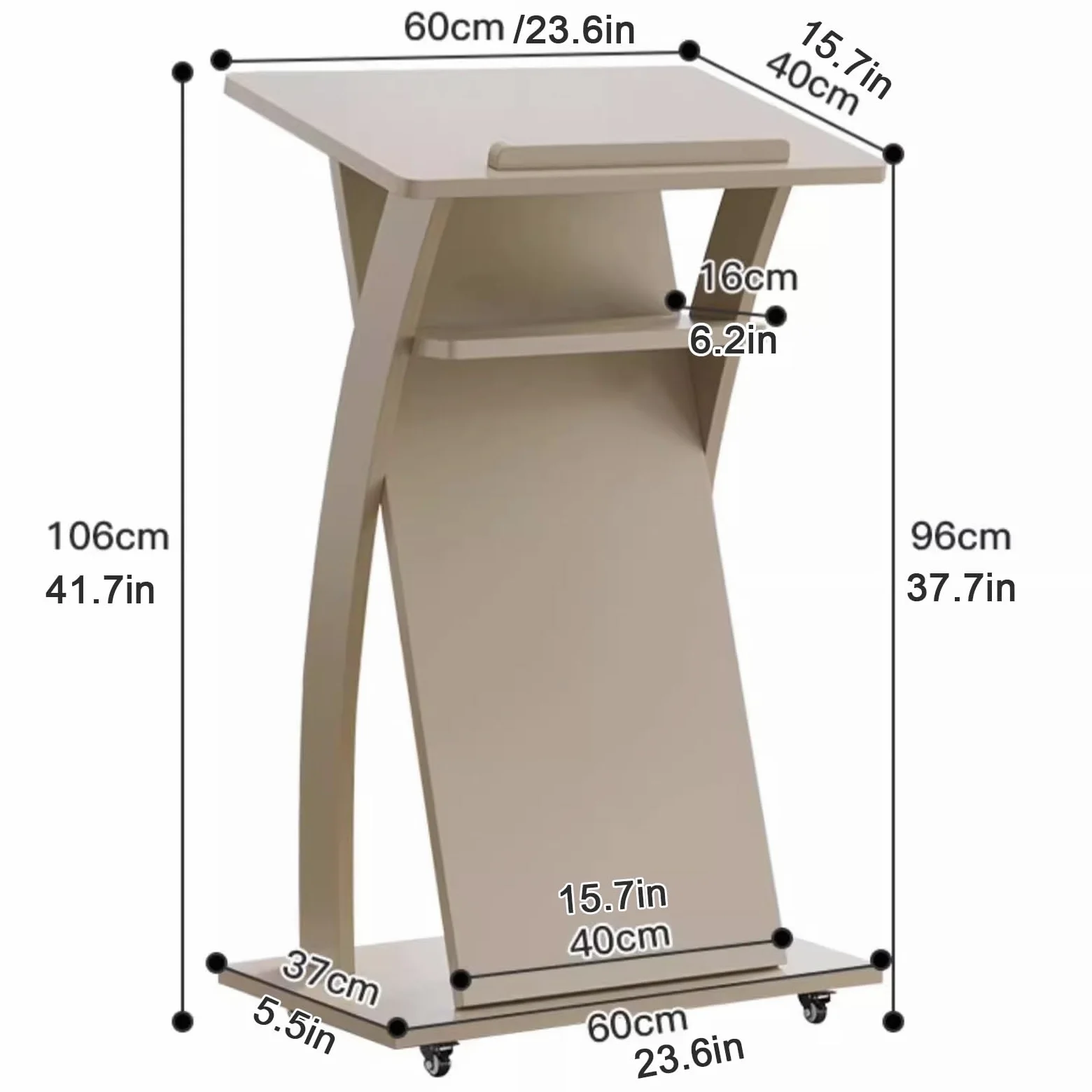 Pulpito versatile in legno per chiesa con ruote, podio per matrimoni, conferenze ed eventi, facile da riporre e trasportare