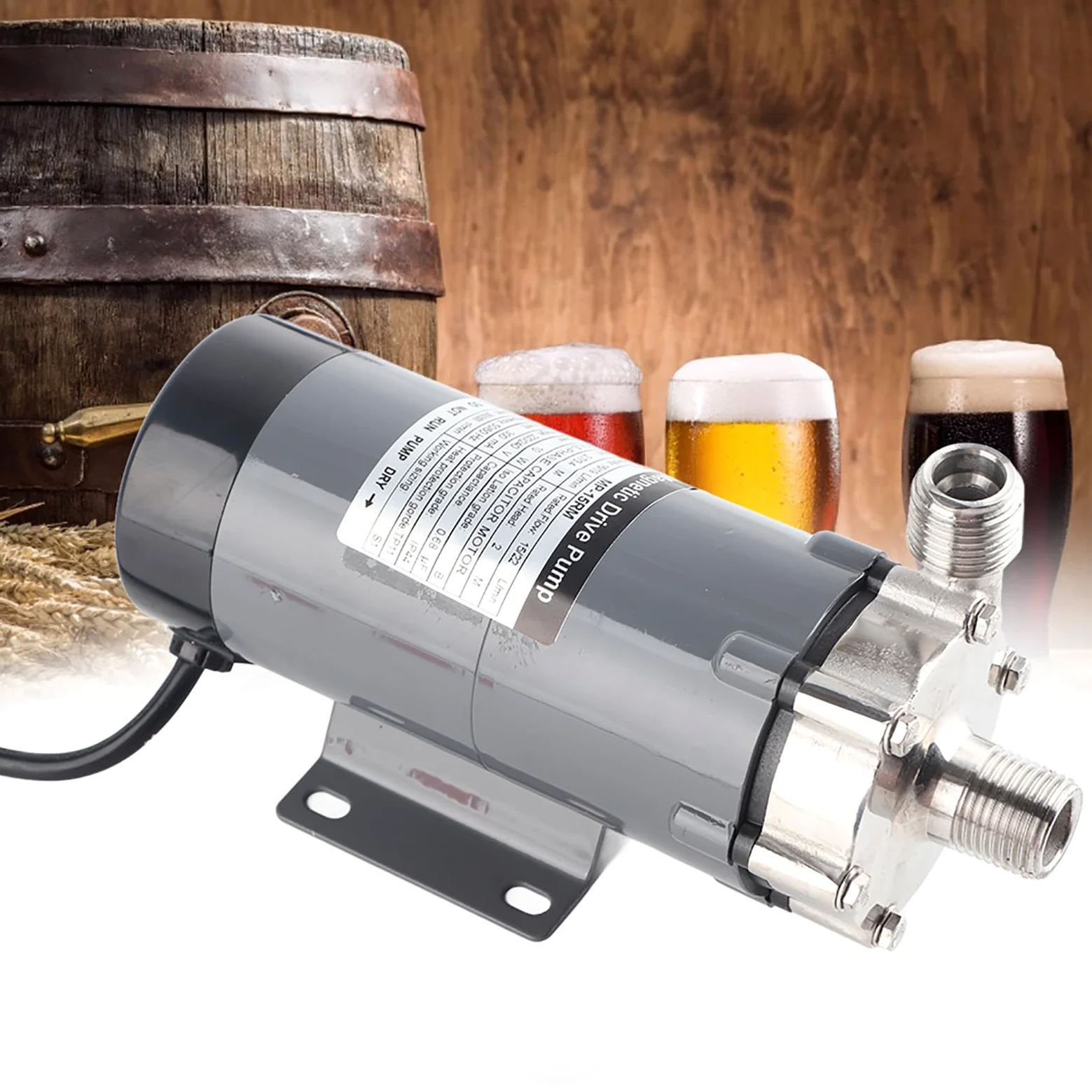 MAGT Birra Pompa Brewing Pompa Magnetica, DC 12V 18W 16-19 L/min in Acciaio Inossidabile per Homebrew (EU 220V)