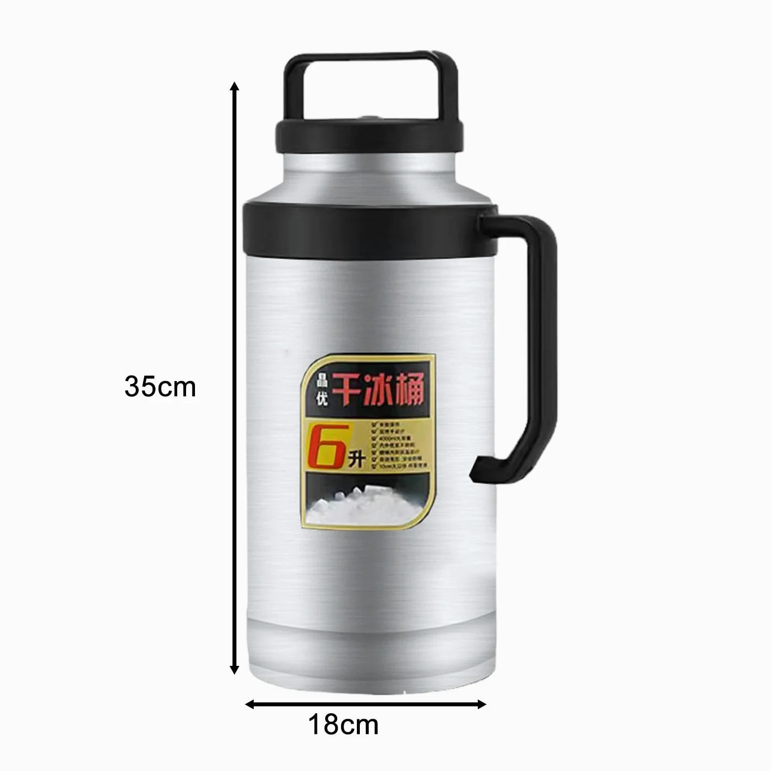 F Fityle Secchiello per ghiaccio secco Secchiello per ghiaccio secco Bottiglia d'acqua termica Contenitore per ghiaccio per eventi di catering Buffet domestici, Argento 6L
