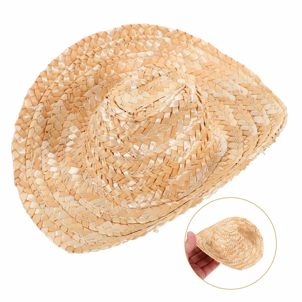 Gadpiparty 2pezzi Cappello Paglia Mini Cappello Da Cowboy Western Per Bambole Decorazione Per Torta in Miniatura Accessori Per Feste Giochi Finzione