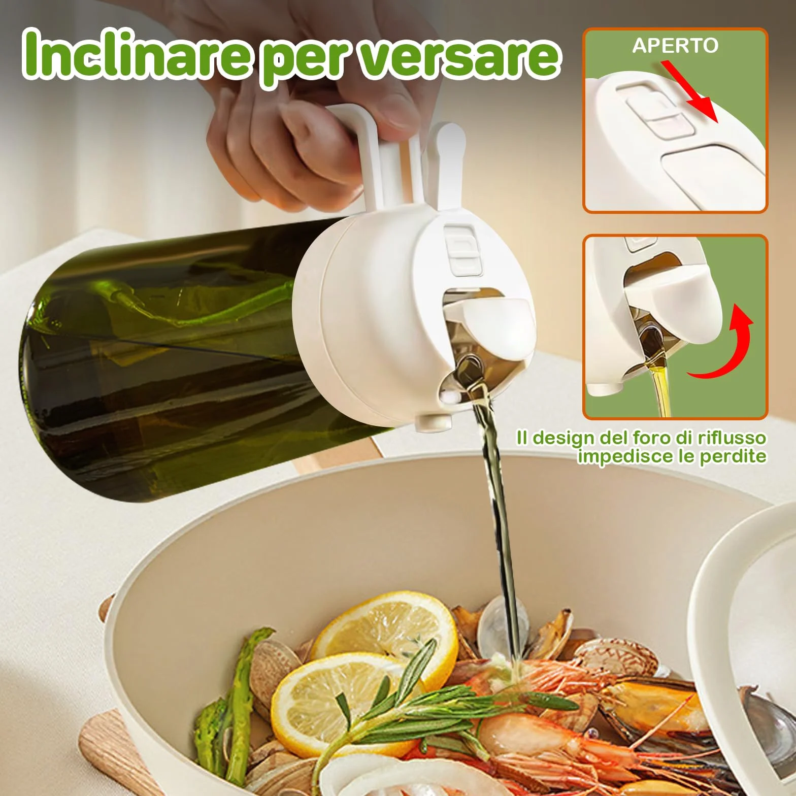 YARRAMATE Spruzzino Olio in Vetro 2 in 1 470 ml, Dosatore d'Oliva Bottiglia Spray da Cucina, Nebulizzatore per Alimenti Nero
