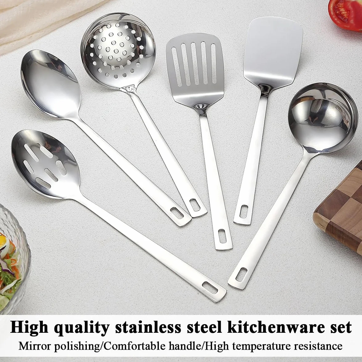 Set utensili cucina 6 pezzi acciaio inossidabile Evanda spatole impieghi gravosi