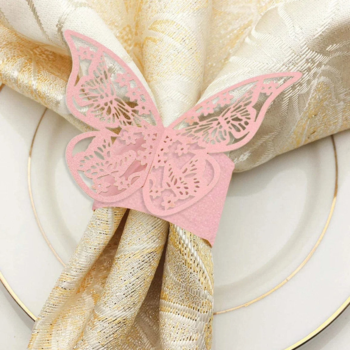 LATRAT 50 pezzi di carta 3D farfalla tovaglioli anelli porta tovaglioli banquet decorazione da tavolo portatovaglioli per matrimonio, hotel, tavolo, decorazione per feste