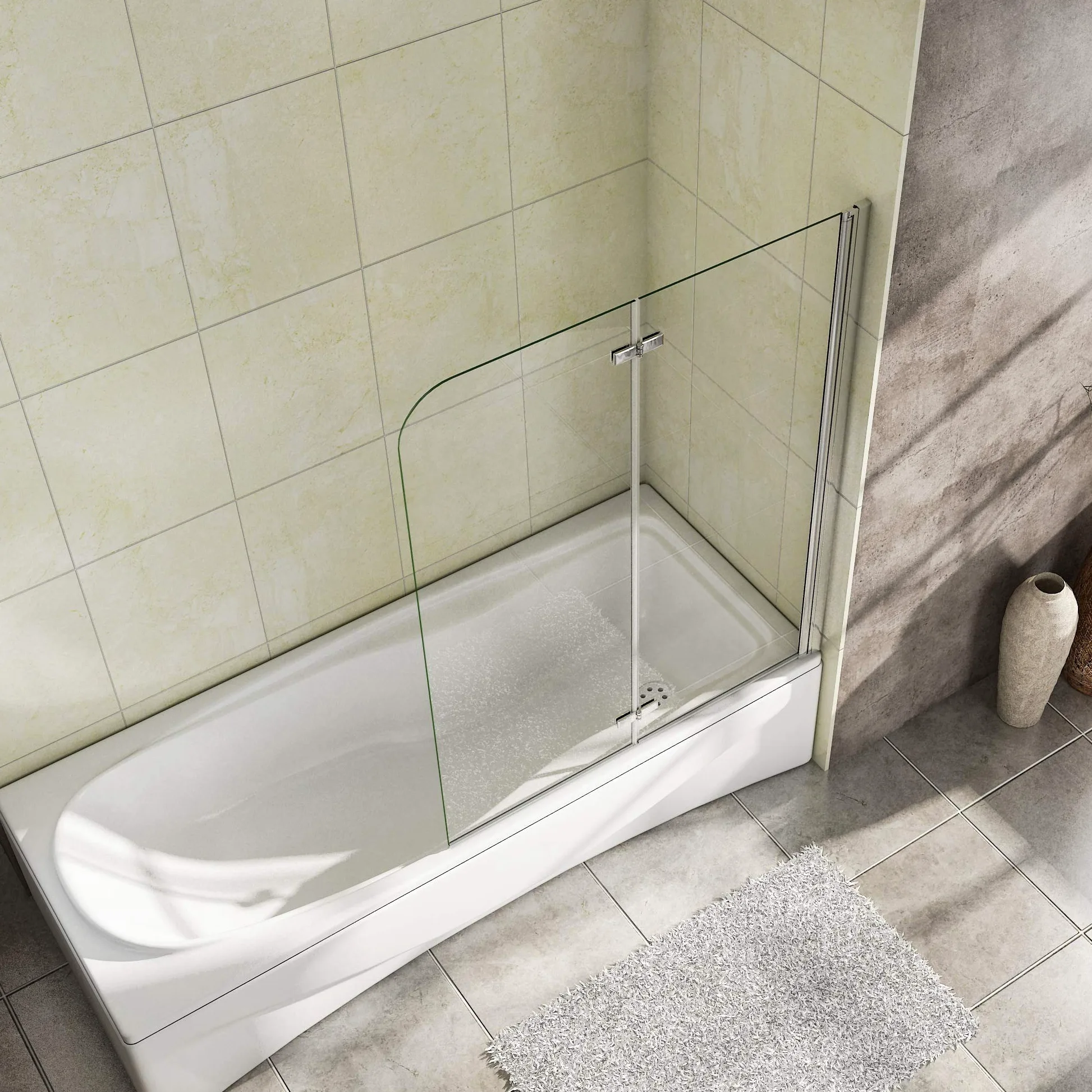 Sopravasca Parete Doccia 90x140 cm 2 ante Pieghevoli a Libro Vetro Temperato Trasparente 6 mm Anticalcare Telaio Cromo Lucido