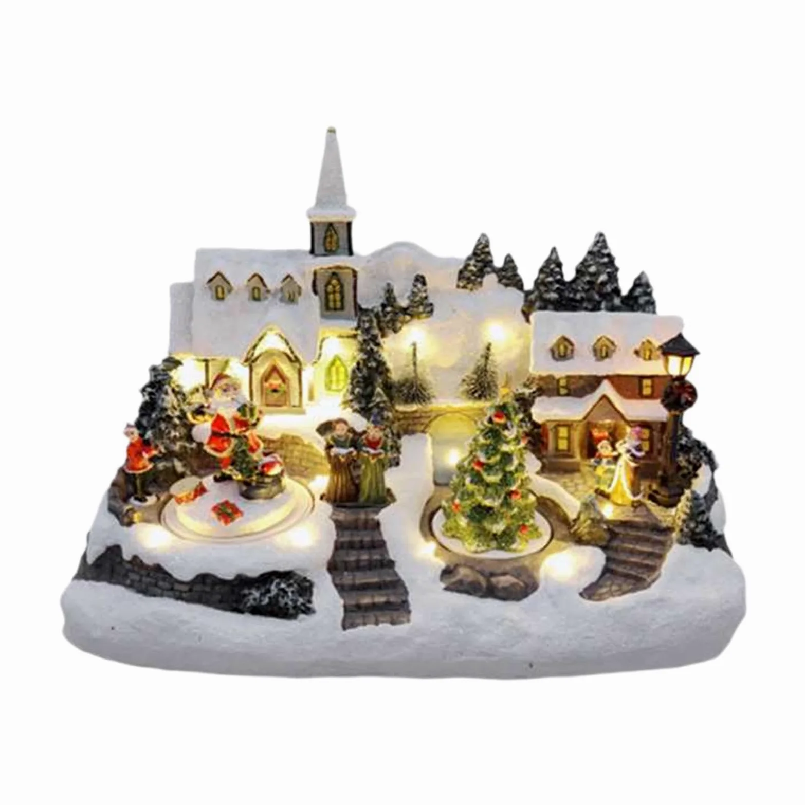 predolo Decorazione natalizia a LED con musica, micro paesaggio, ornamento da collezione con luci e musica per ufficio, camera da letto, casa
