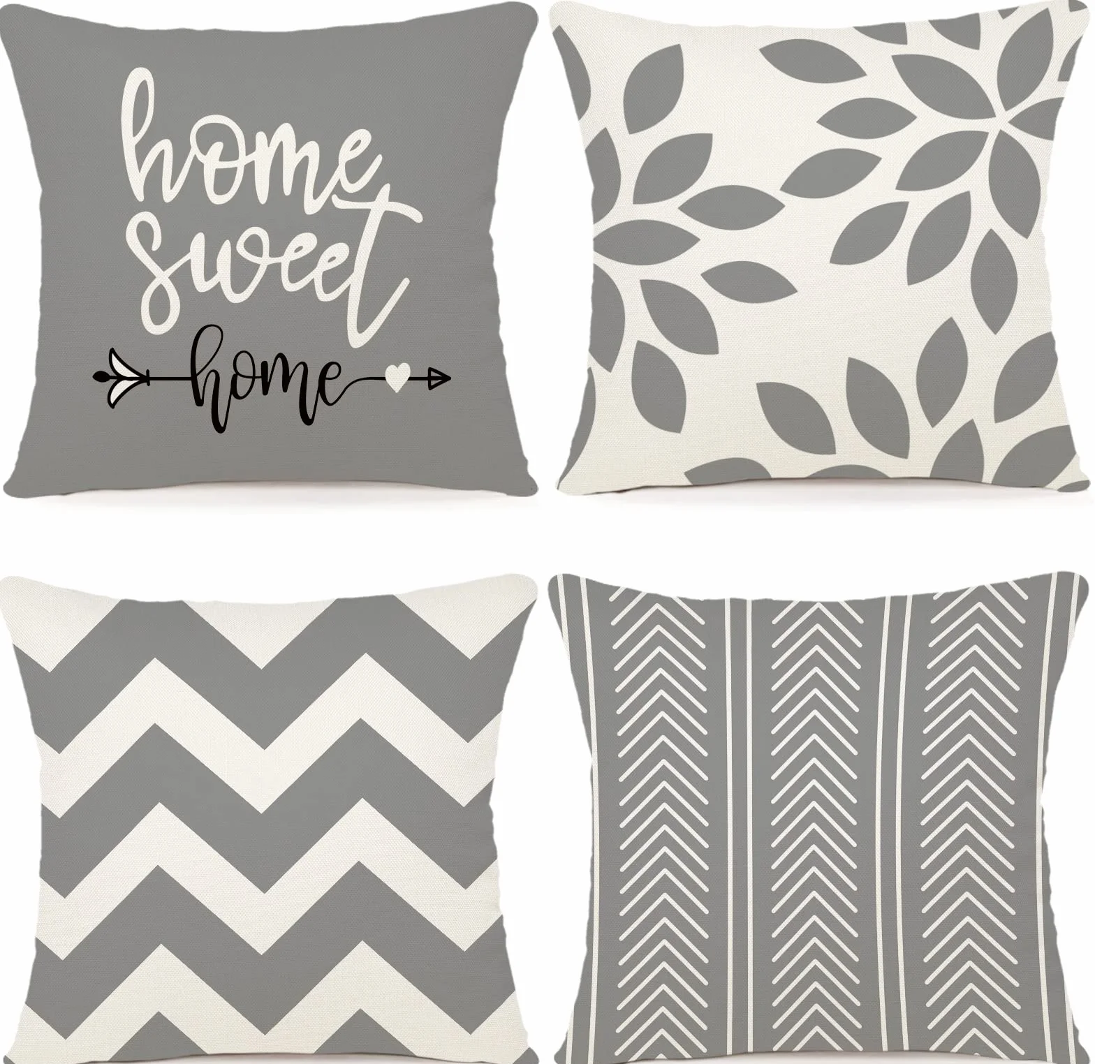 ZWJD - Set di 4 federe decorative per esterni, in lino, per camera da letto, divani, sedie, letti e giardini (40 x 40 cm, grigio)
