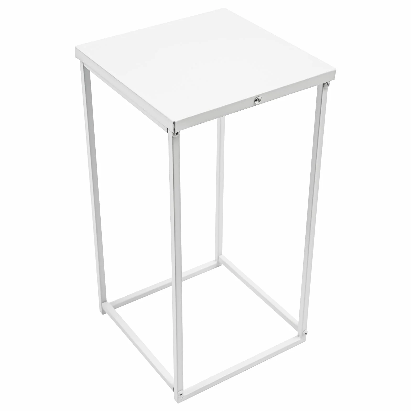 Set di 4 Sgabelli per Fiori, In Metallo, Forma Rettangolare, Supporto Per Colonna Vaso Geometrico Espositore Per Fiori Decorazione a Colonna, Bianco, 4 dimensioni