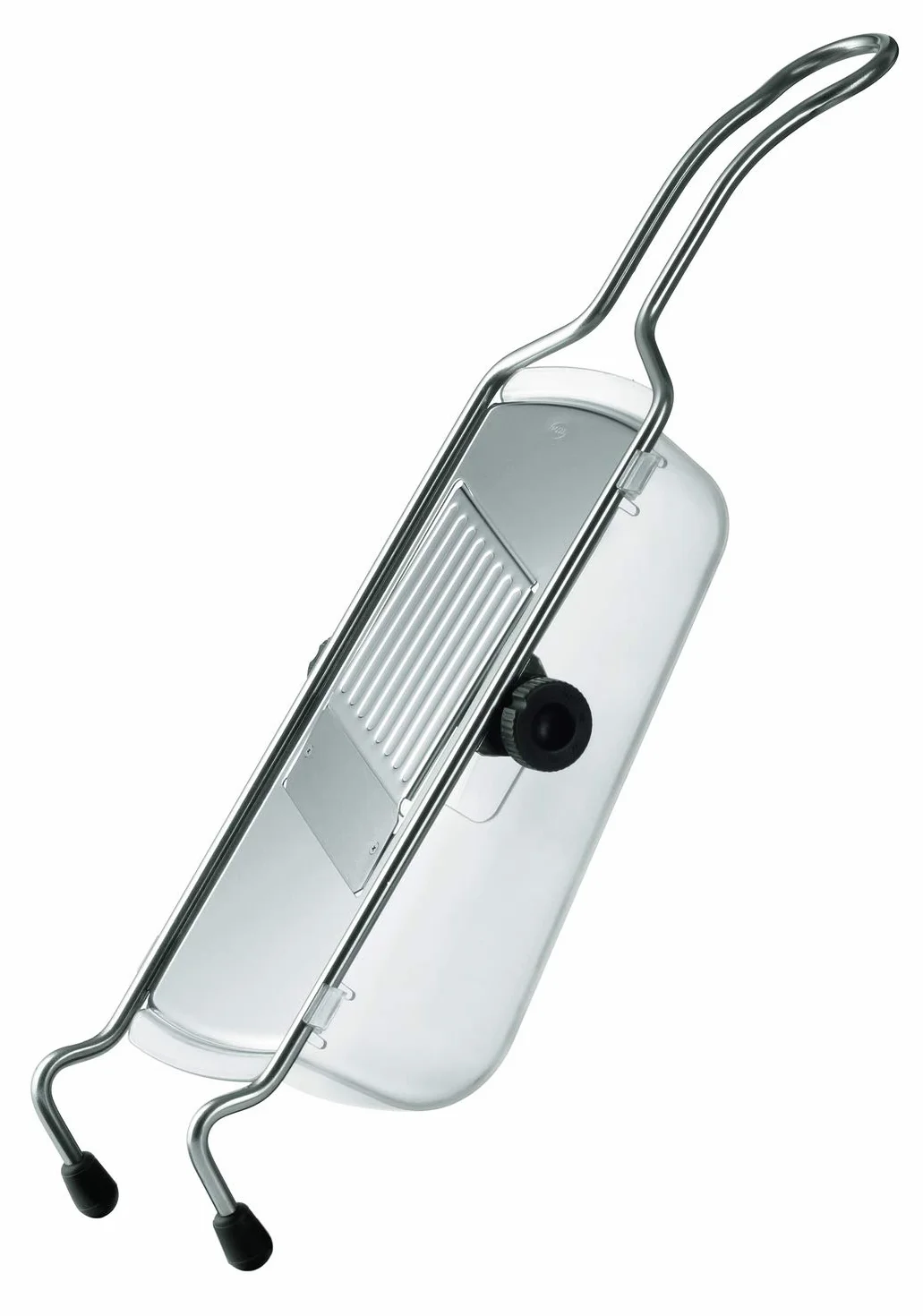 Rosle 95028 Mandolina con Impugnatura a Filo, Grattugia per Verdure Come Cetrioli, Carote, Funghi, con Piedini in Silicone, Acciaio Inox 18/10, 40 cm