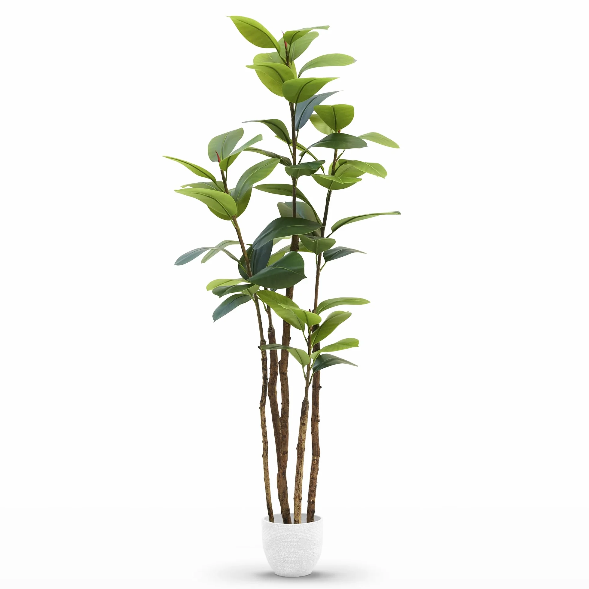 Ficus artificiale 180 cm, pianta finta grande da interno Ficus Elastica iperrealistica, albero decorativo