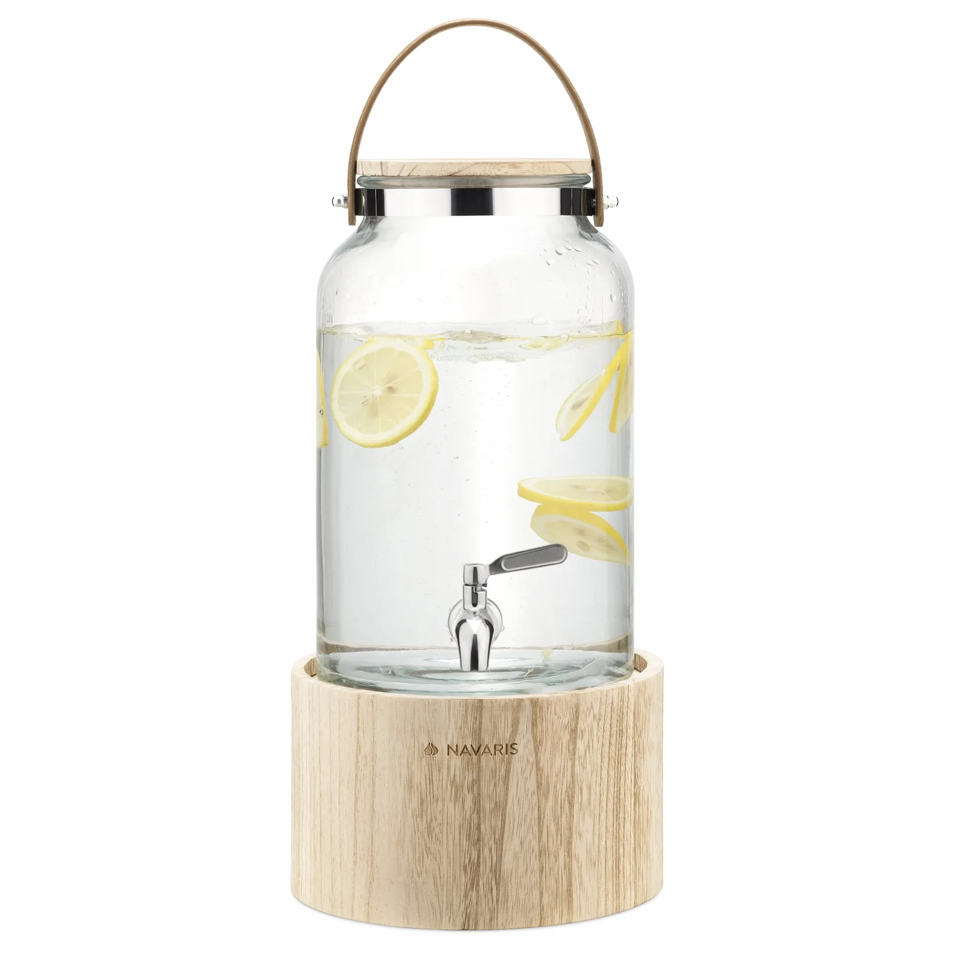 Navaris 5.6L Contenitore Bevande in Vetro con Rubinetto Distributore Acqua Sangria Cocktail Vino