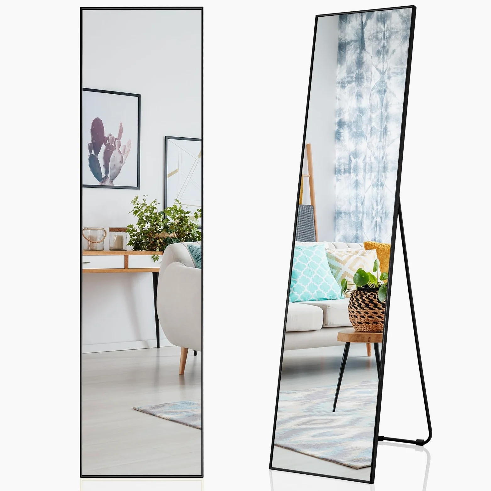 LIFEZEAL Specchio da Parete Lungo, Specchio ingresso Senza Carda Specchiera Rettangolare, 160 x 40 cm per Soggiorno, Camera da letto, Bagno, Moderno ed Elegante (nero)